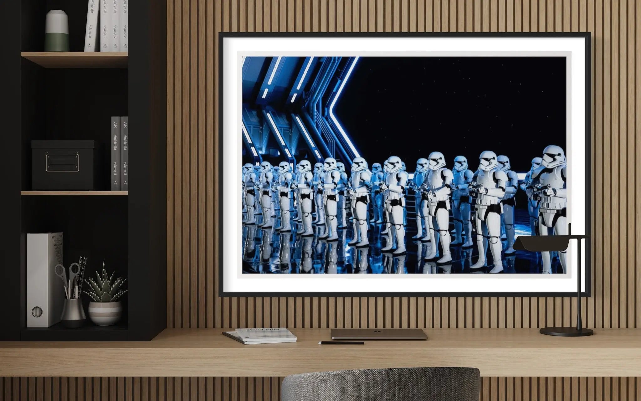 Tk Troopers by B. McGowan styled in a contemporary interior setting