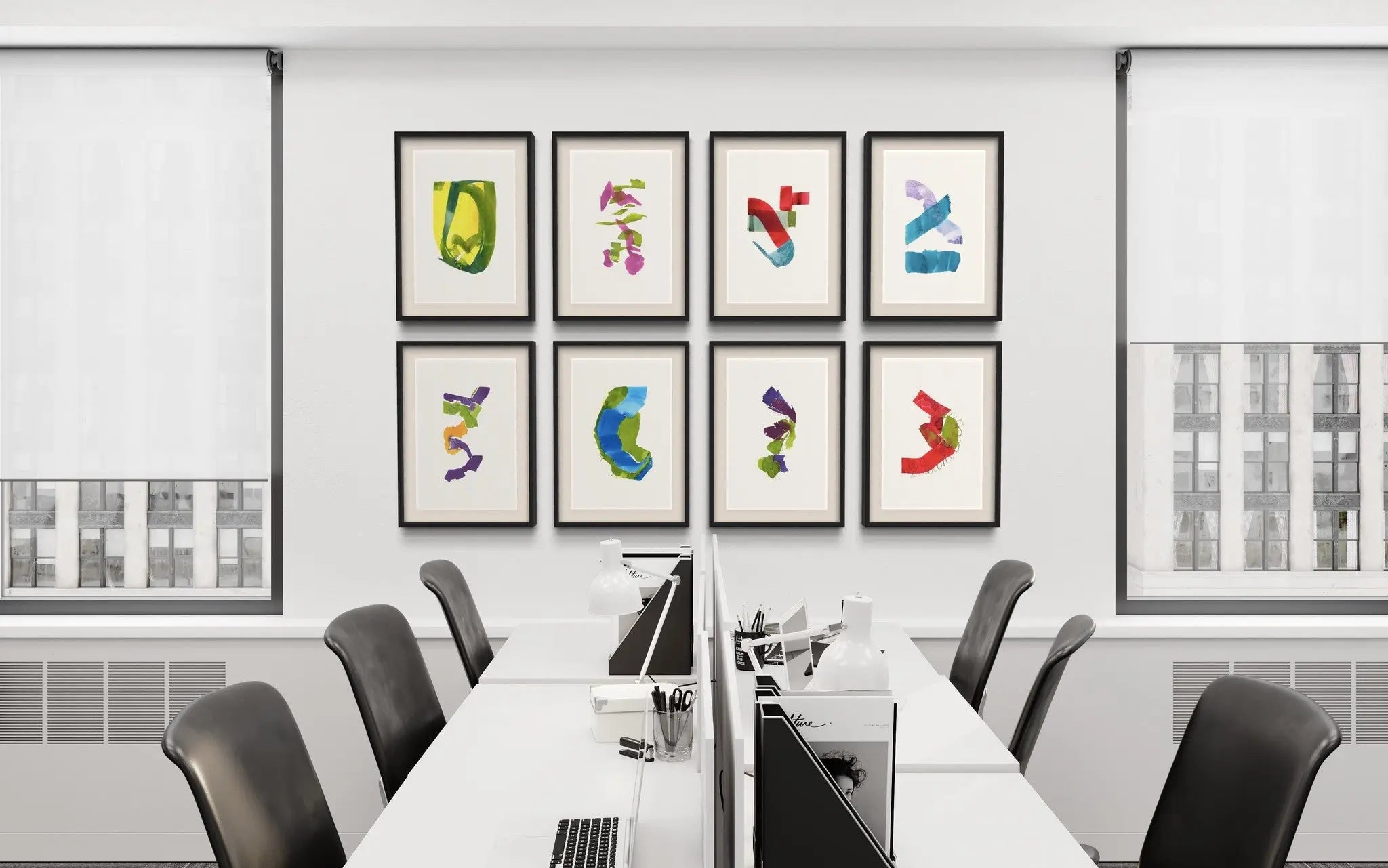 Color Study 5 by Encarnacion Portal Rubio displayed in a modern living room interior