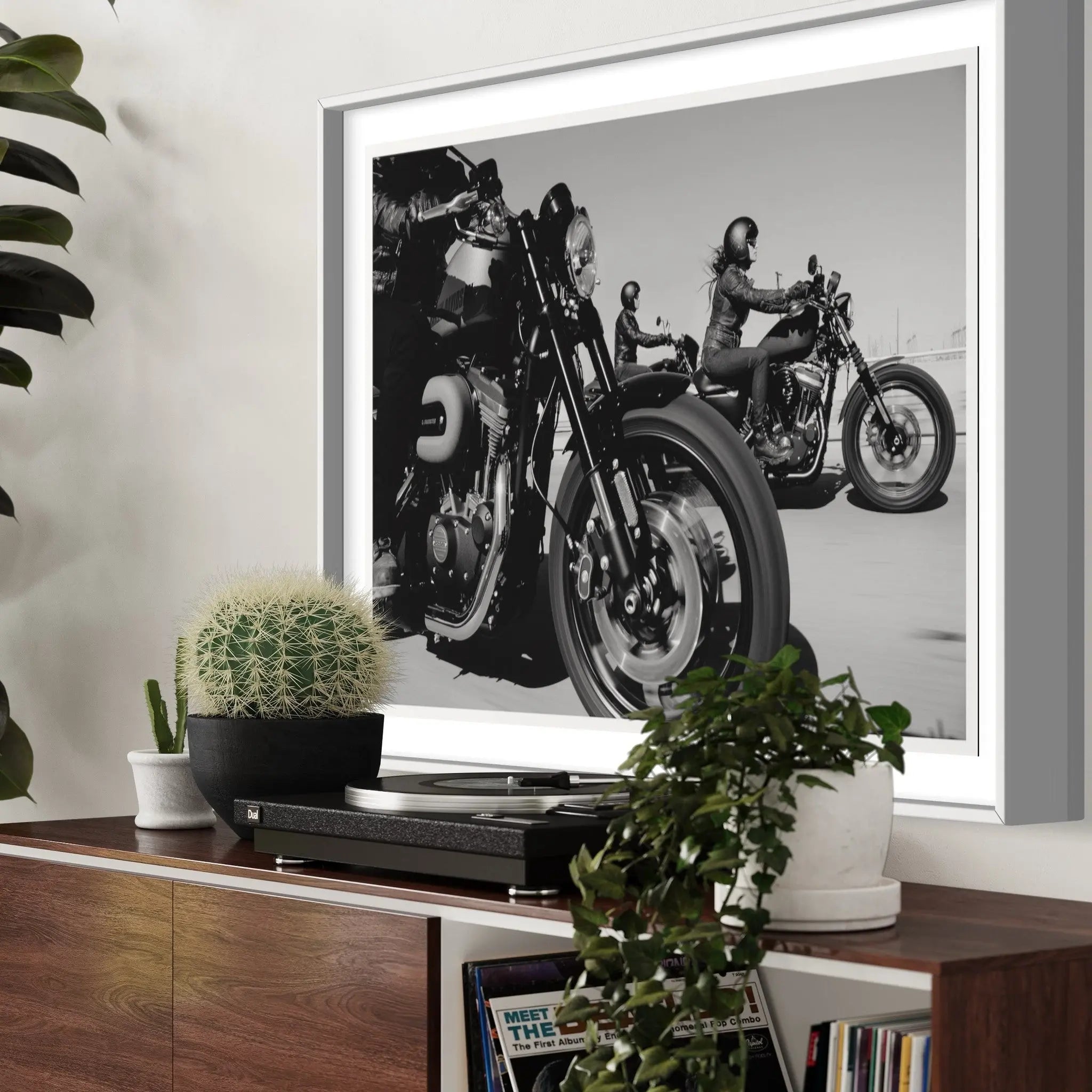Ready To Ride by D Muller displayed in a modern living room interior