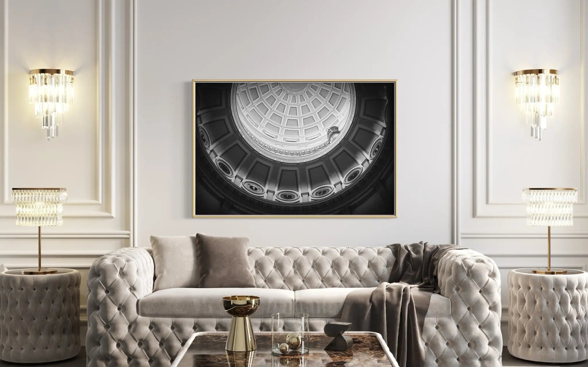 Black and White Dome by M. Hug featured in an elegant interior space