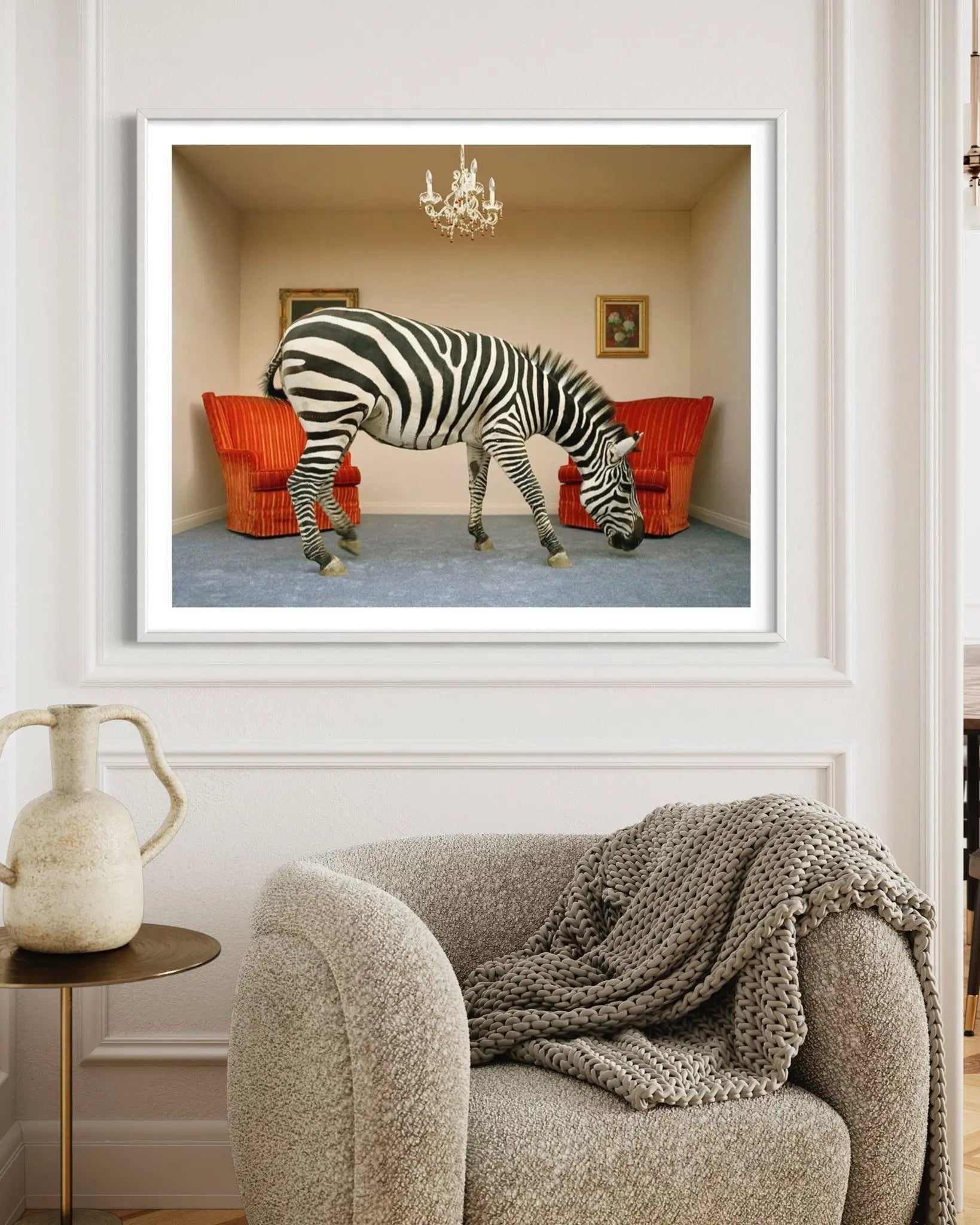 Zebra in Living Room by Matthias Clamer styled in a contemporary interior setting