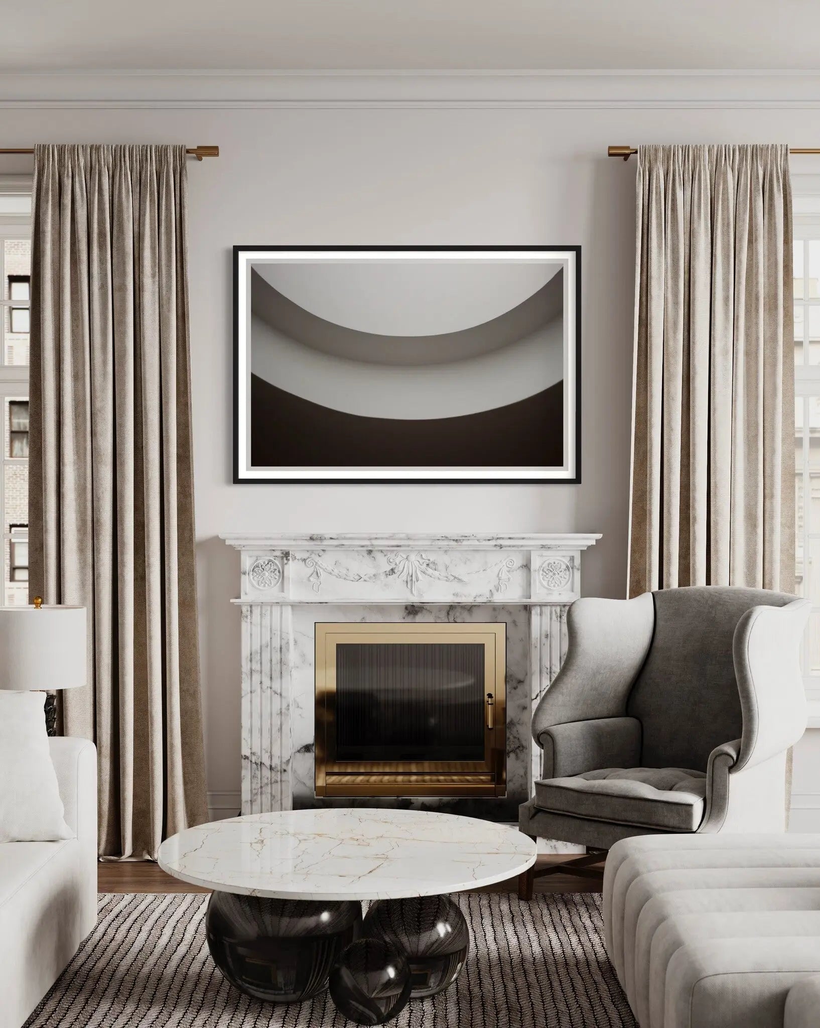 Unlimited by L. Del Cruz displayed in a modern living room interior