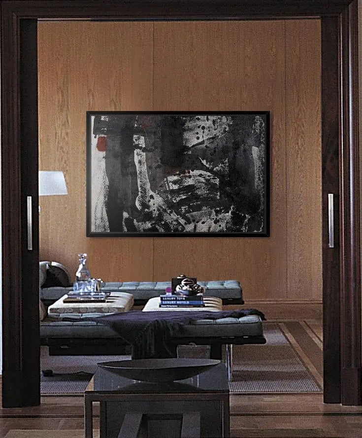 Study in Red by Evelyn Ogly displayed in a modern living room interior