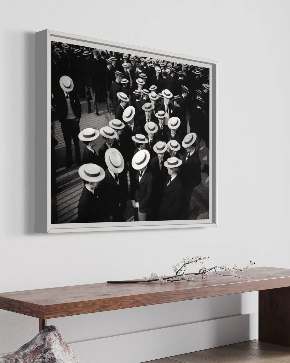 Harrow Schoolboys in Boaters 1956 featured in an elegant interior space