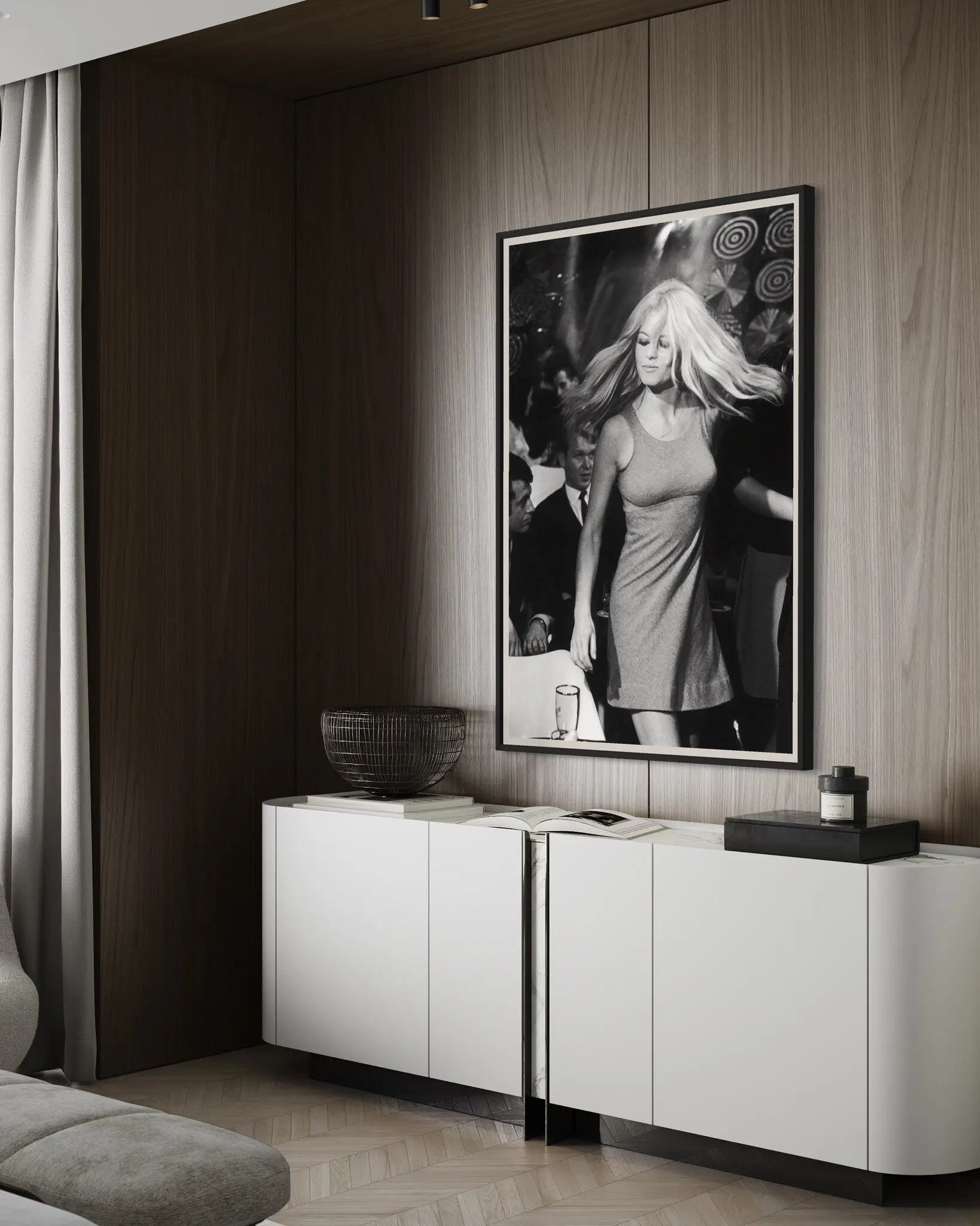 Brigitte Bardot Dancing by Reg Lancaster styled in a contemporary interior setting