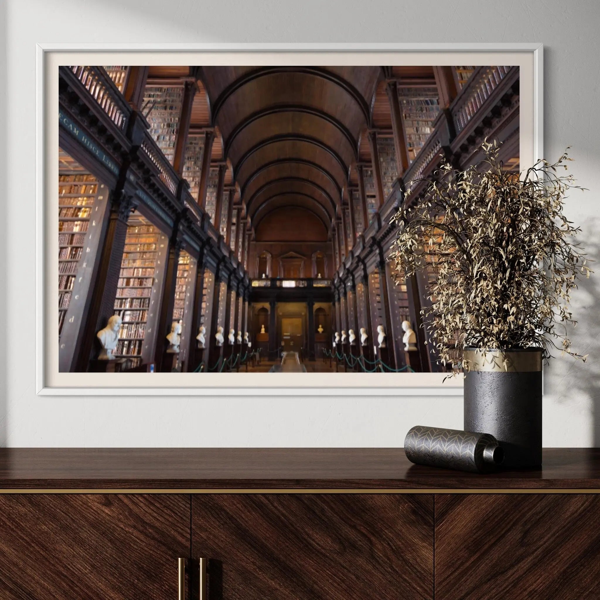 Library At Trinity College In Dublin by F. Koherl styled in a contemporary interior setting