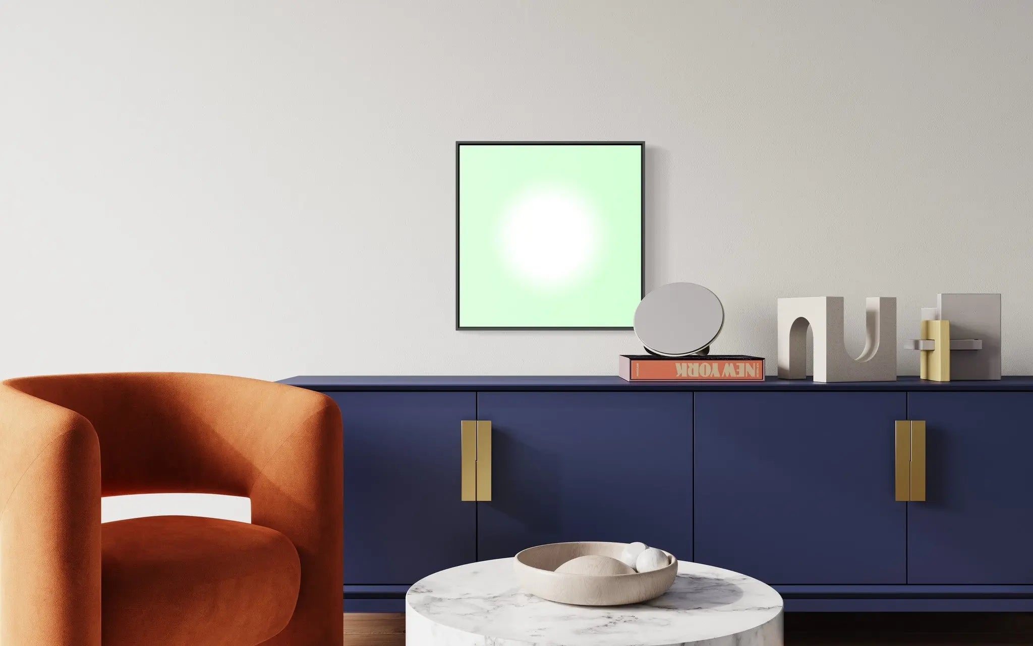 Green Glass Halo by Alejandro Franseschini styled in a contemporary interior setting