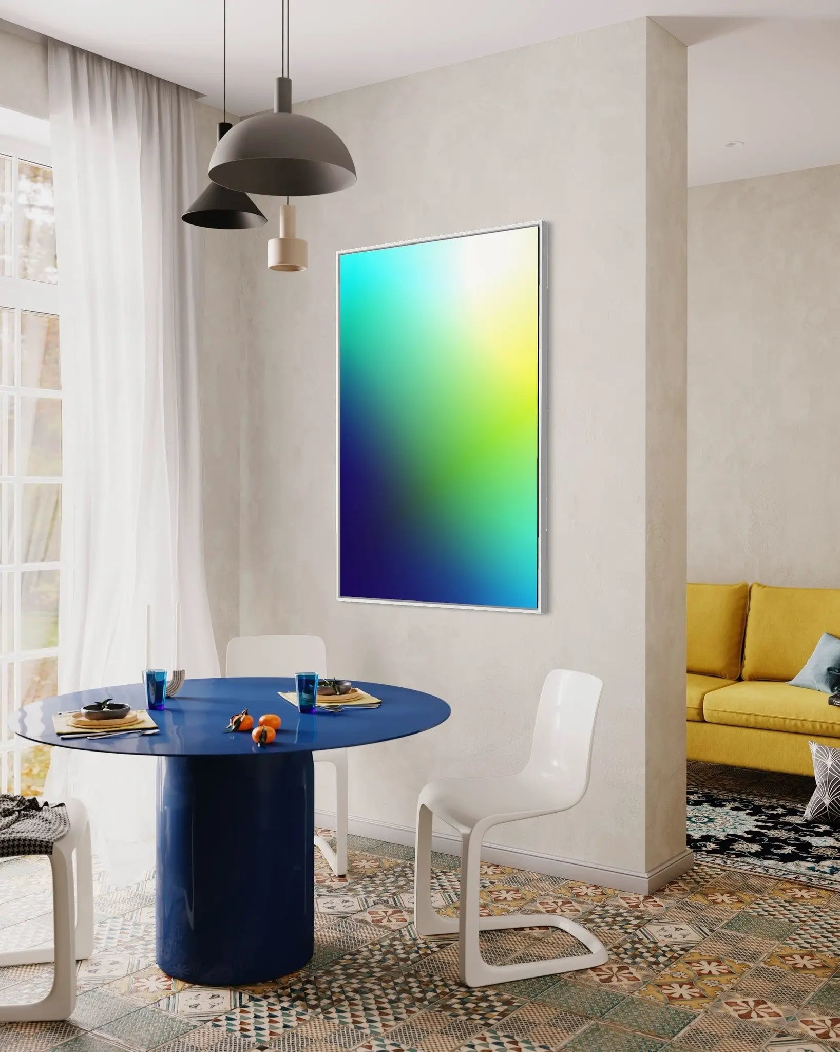 Transcolored by A Gerber styled in a contemporary interior setting
