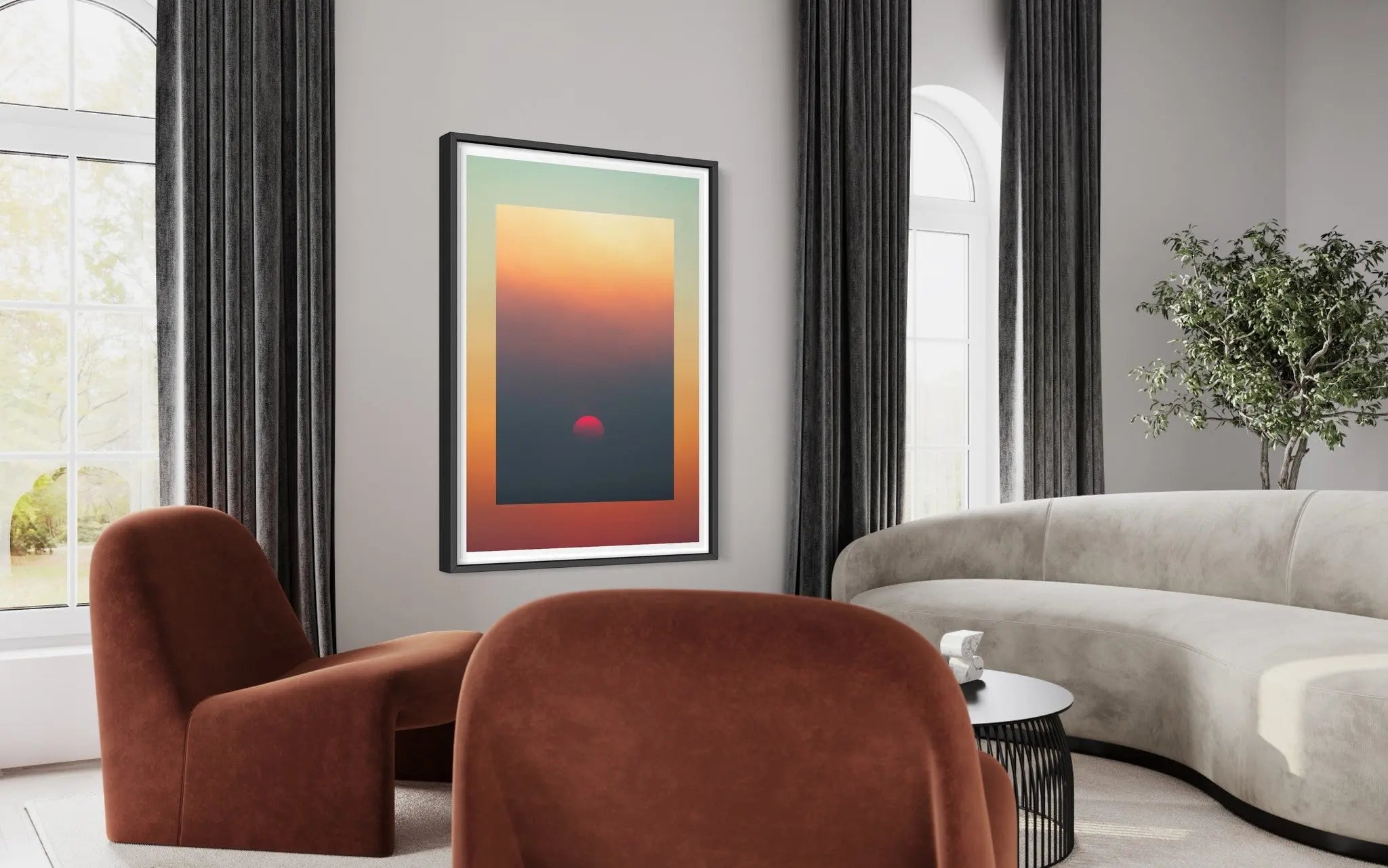 Red Moon Sunset by Francesco Alessandrini featured in an elegant interior space
