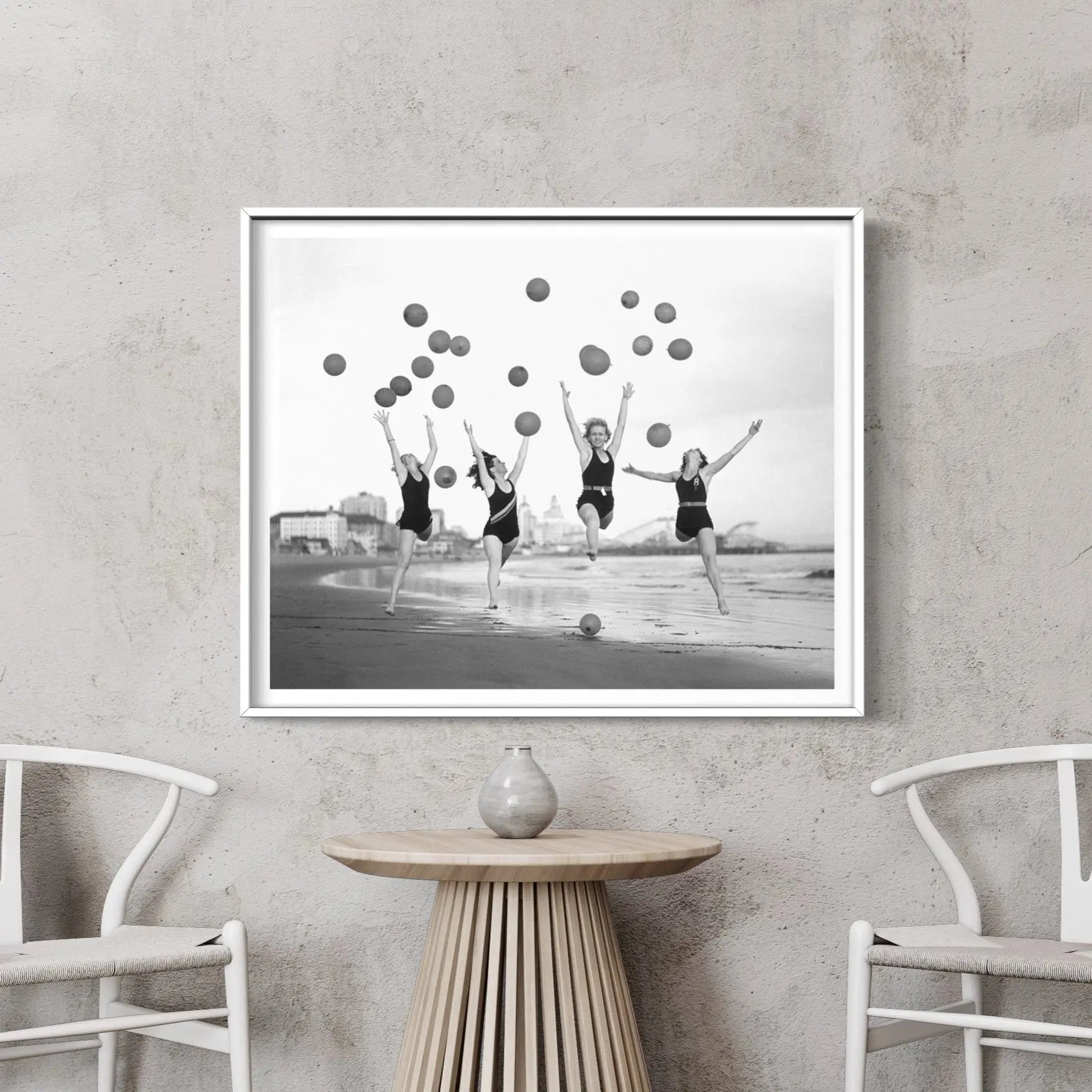 Balloon Dancers on Long Beach by Bettmann showcased in a designer room setting
