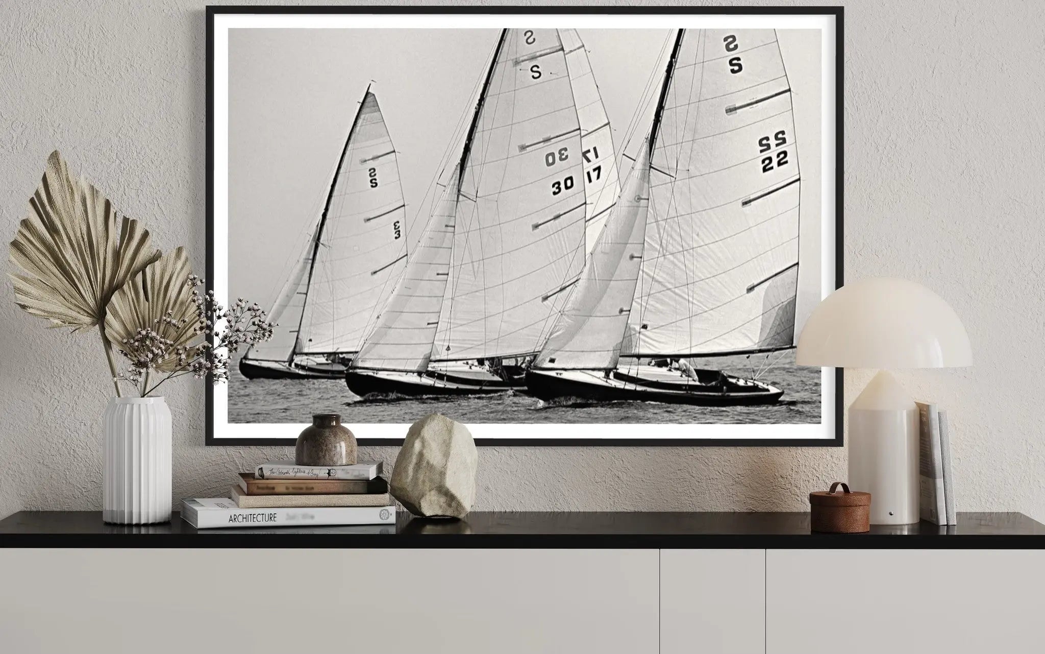 S-Boats in Line by Kevin Dailey styled in a contemporary interior setting