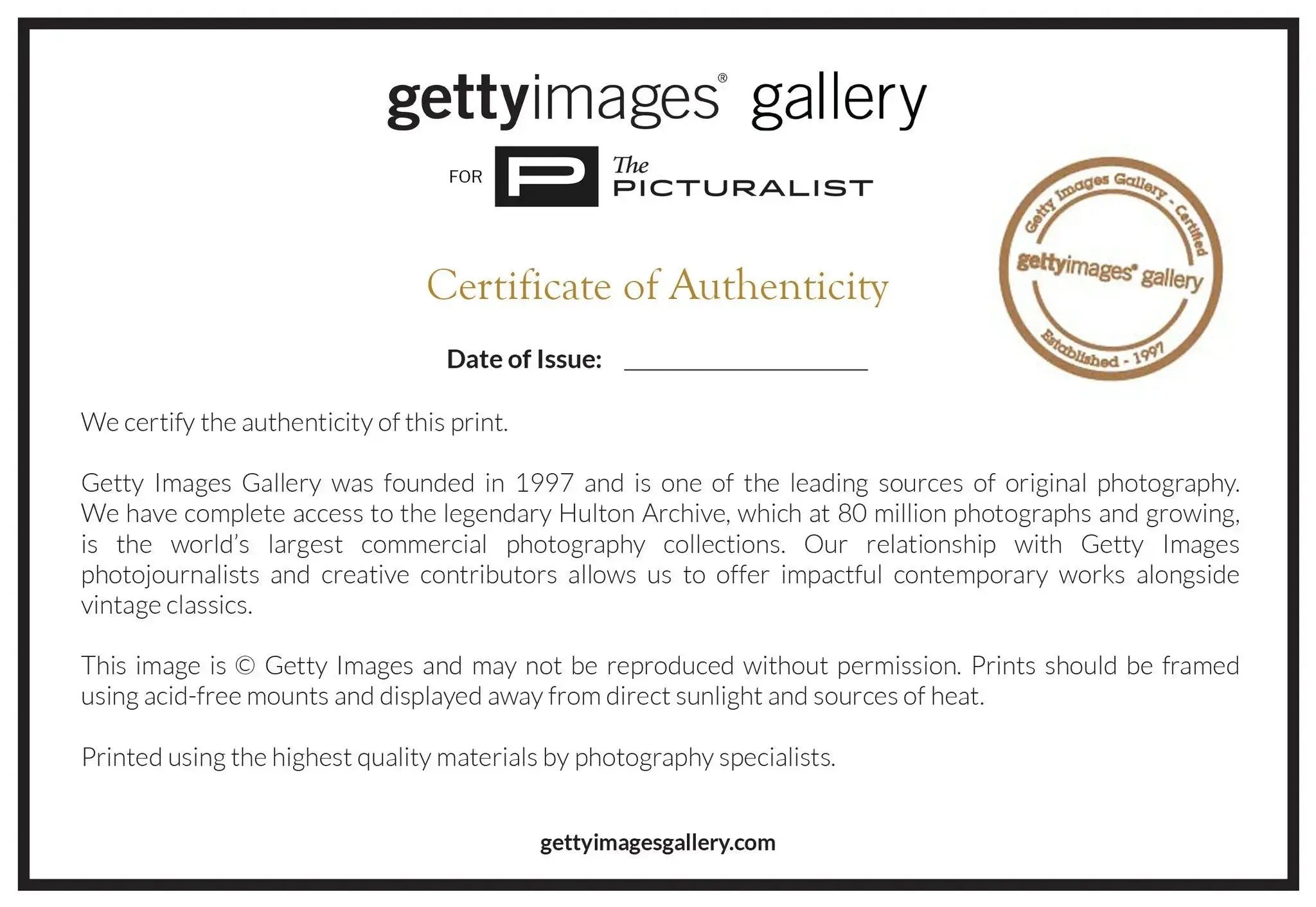 Getty Images certificate of authenticity for Energetic Nightclub Dancefloor by Hinterhouse Productions