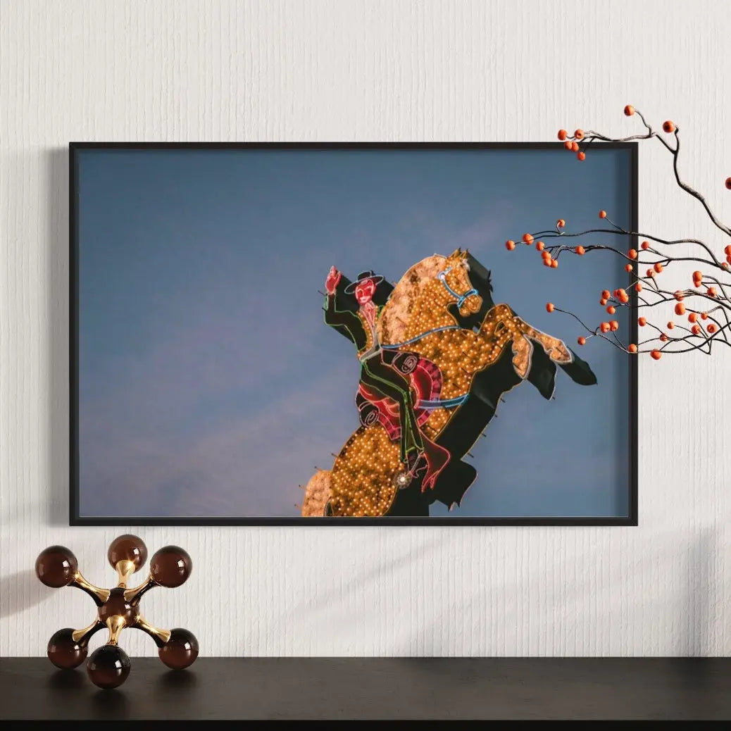 Luminous Cowboy Tale displayed in a modern living room interior
