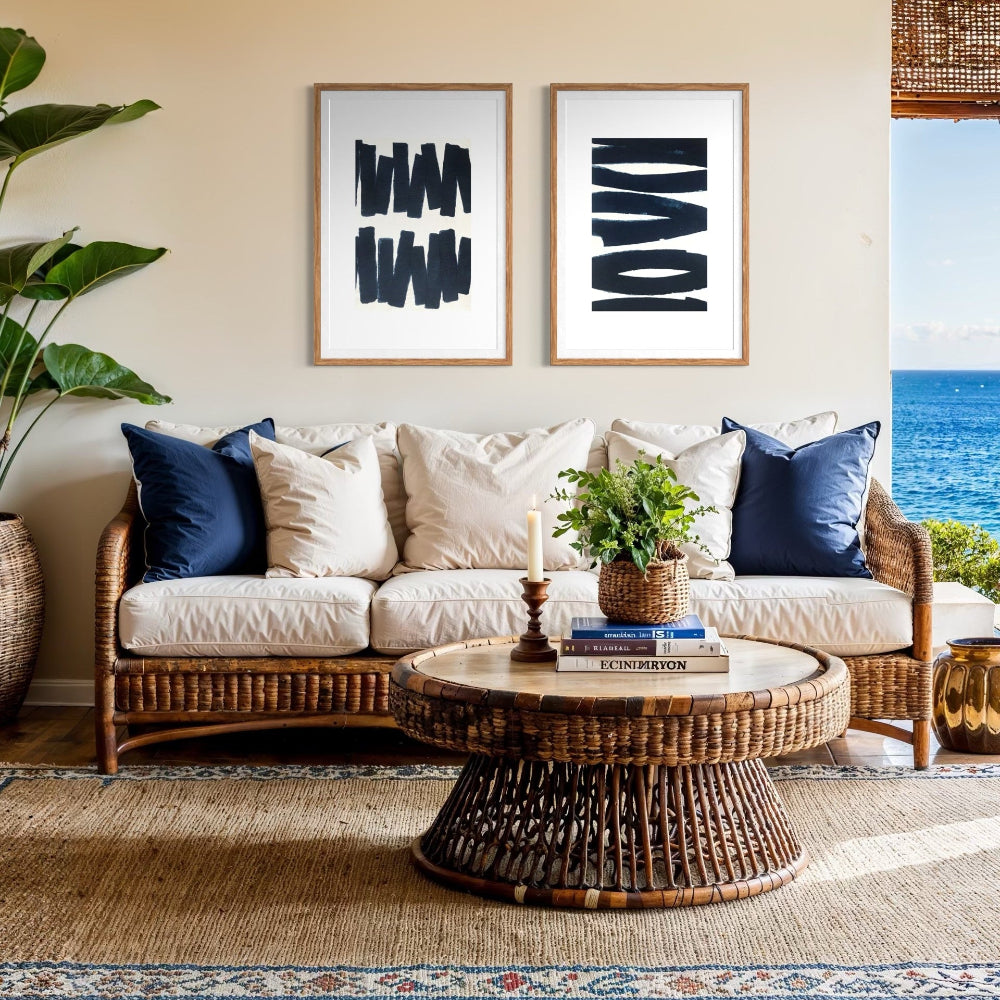 Echo of Thought by Marie Adeline in a boutique hotel lounge, offering framed art for hospitality and aesthetic solutions for hospitality designers.