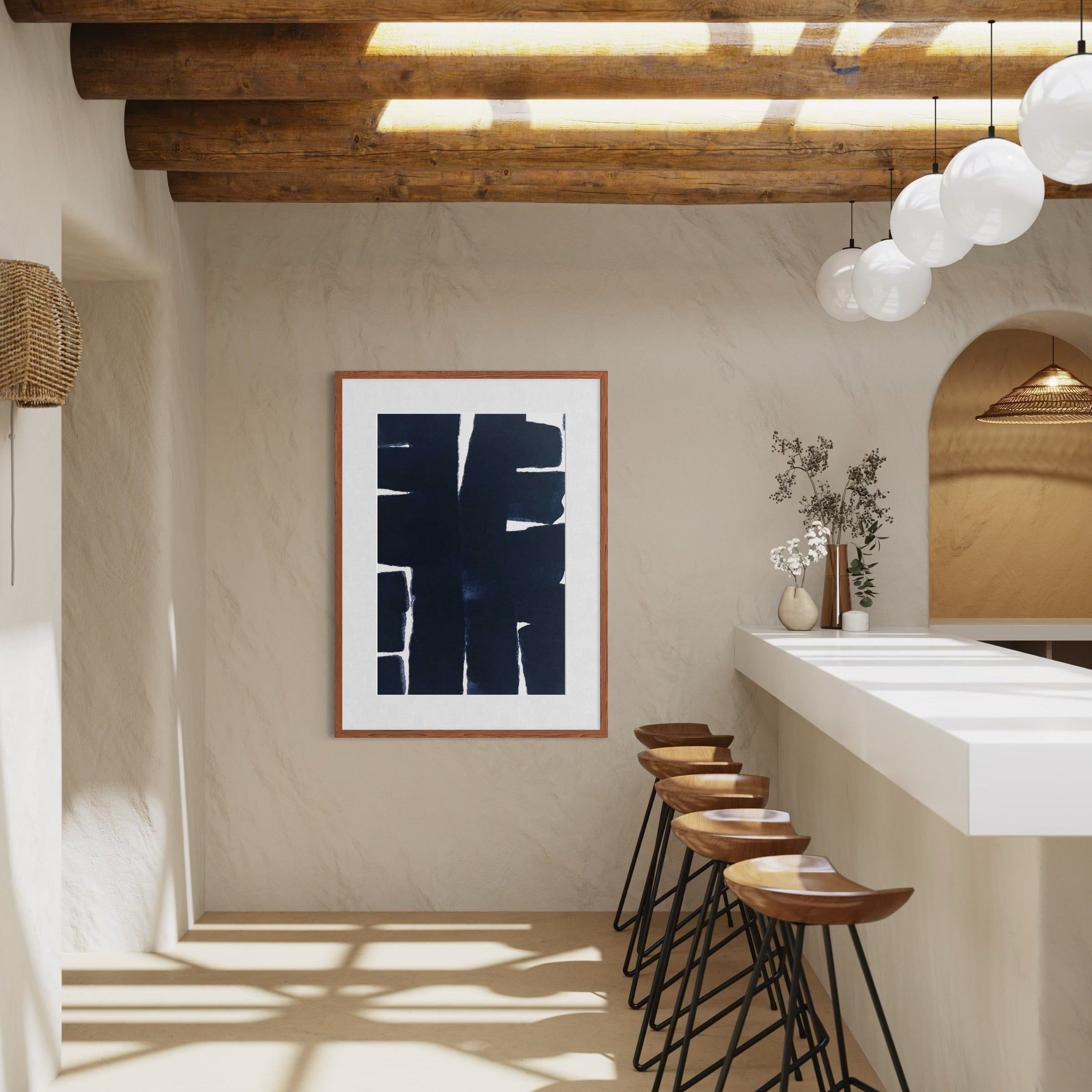 Inner Continuum by Marie Adeline framed in a hotel lobby, curated art collections and framed artwork for hotels