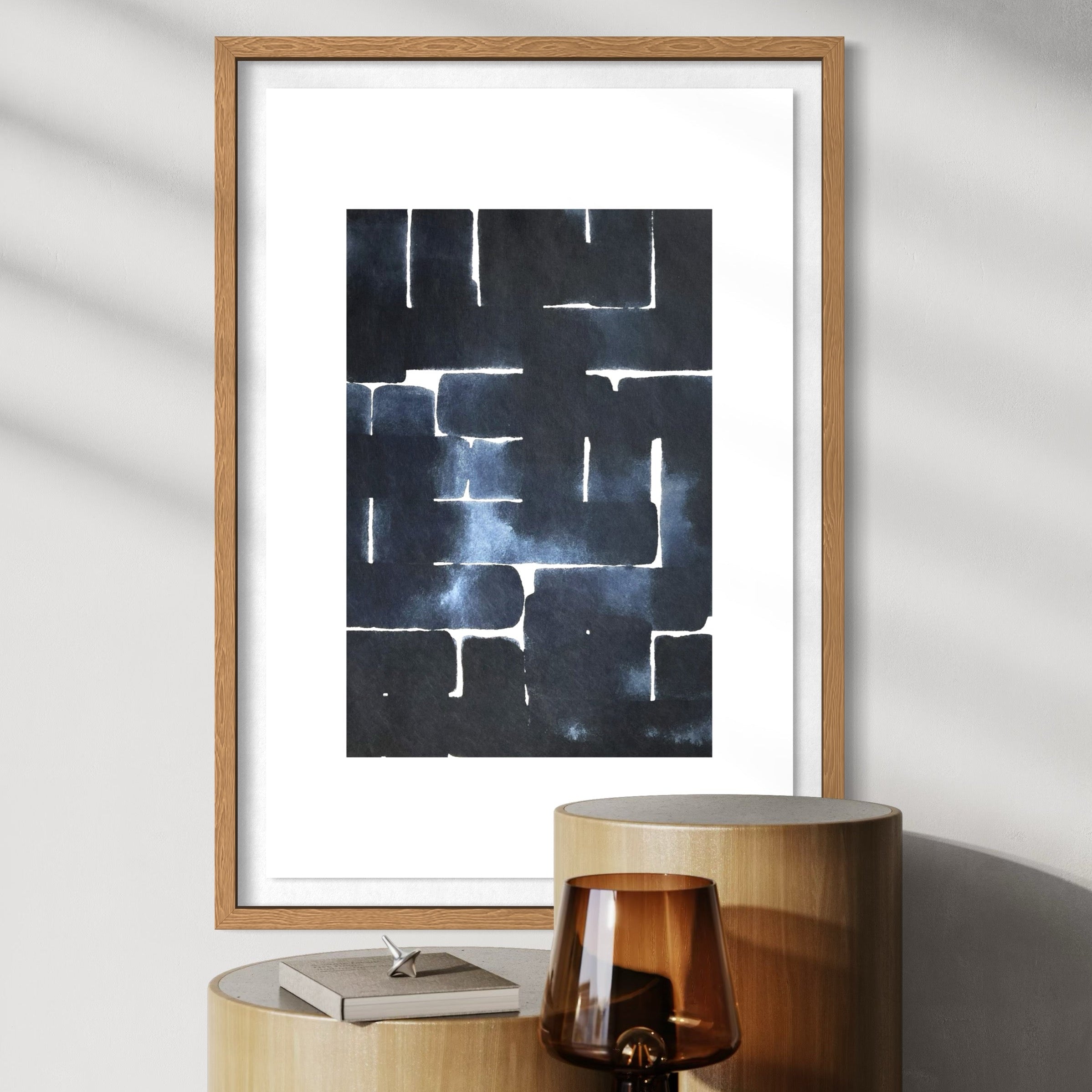 Mind Architecture by Marie Adeline featured in a clean hallway gallery display, ideal for real estate staging art and curated art collections for high-end properties.