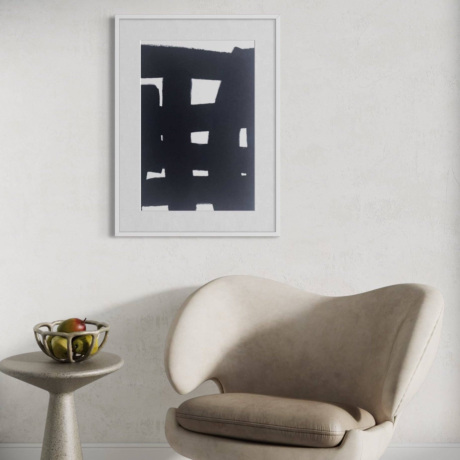 Mind Framework by Marie Adeline in a real estate staging setting, real estate staging art and tailored art solutions for property developers by The Picturalist