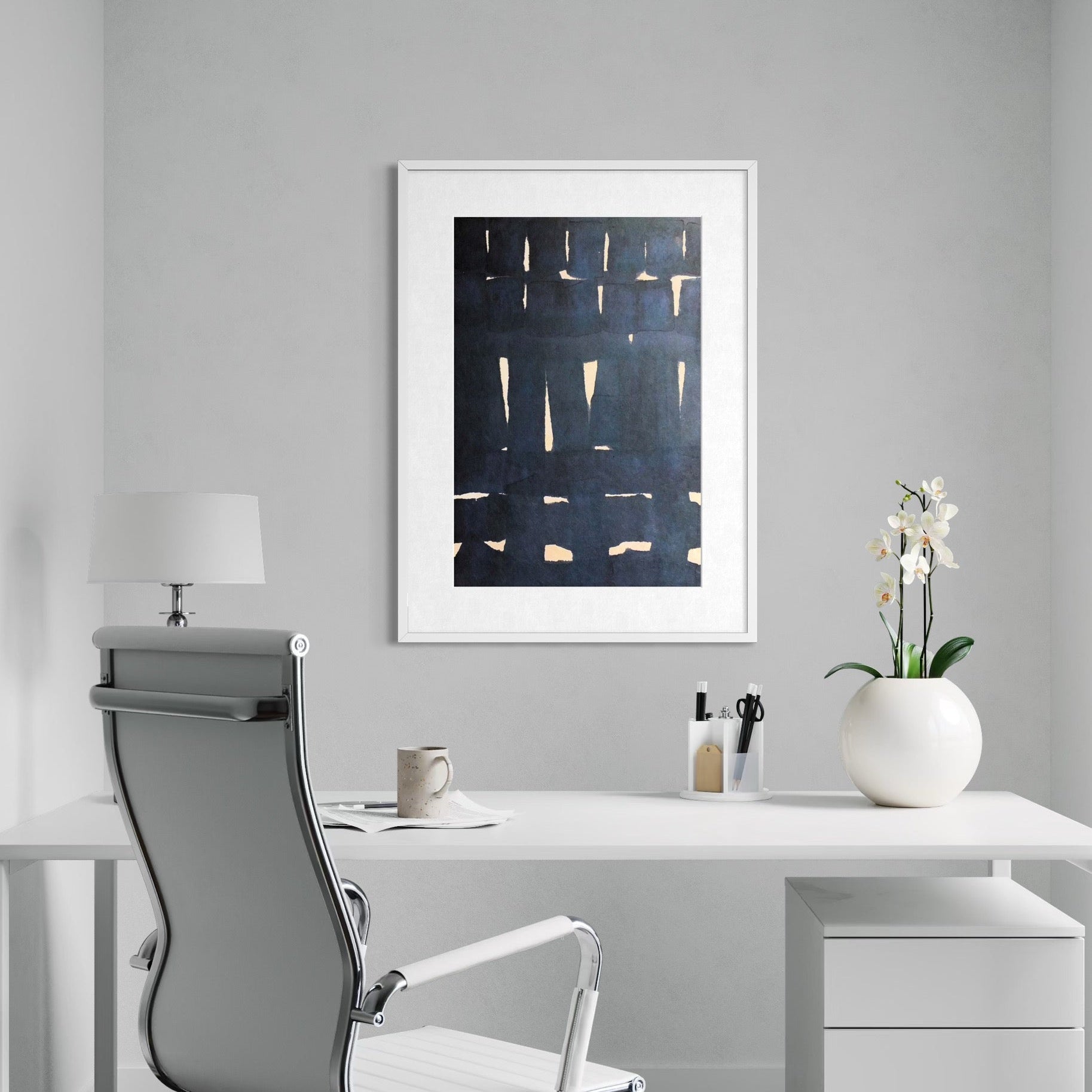 Perceptual Shift by Marie Adeline styled as office wall art, offering a refined contemporary touch and enhancing corporate art solutions for commercial spaces.