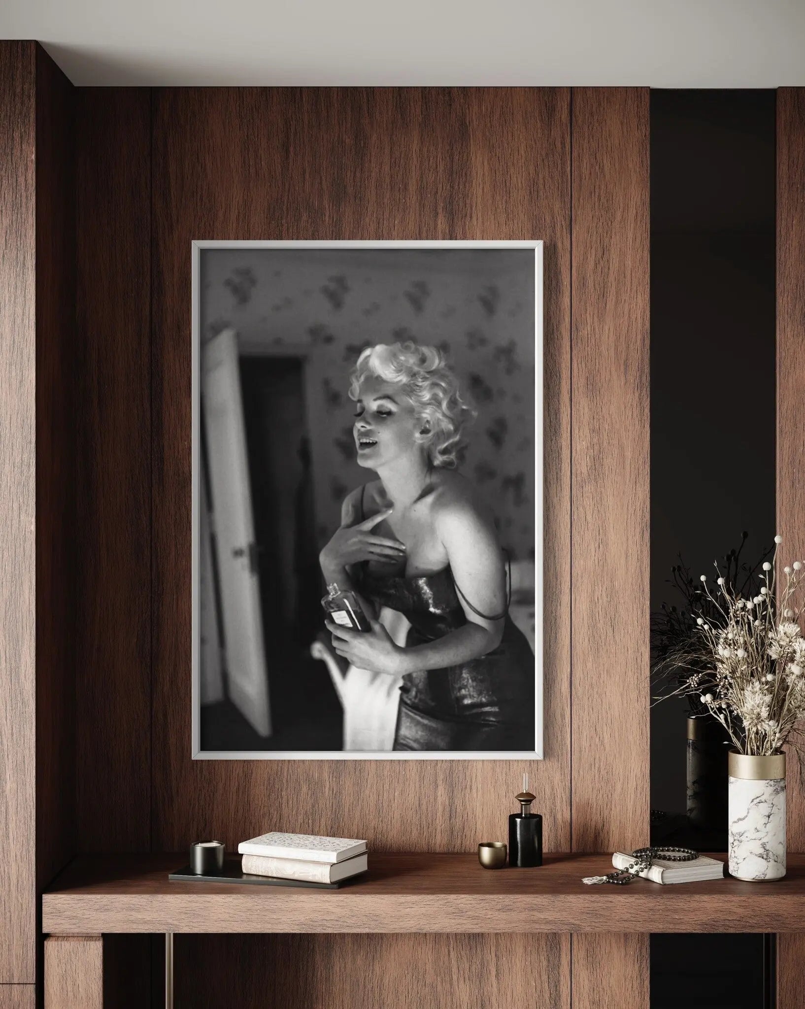 Marilyn Monroe Getting Ready by Ed Feingersh presented in a curated interior design
