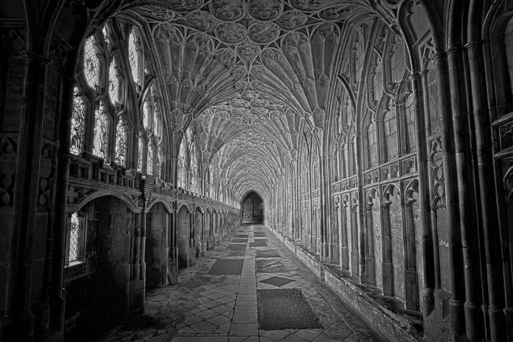Gloucester Cathedral Black and White Photograph by M. Beck, fine art paper print, The Picturalist