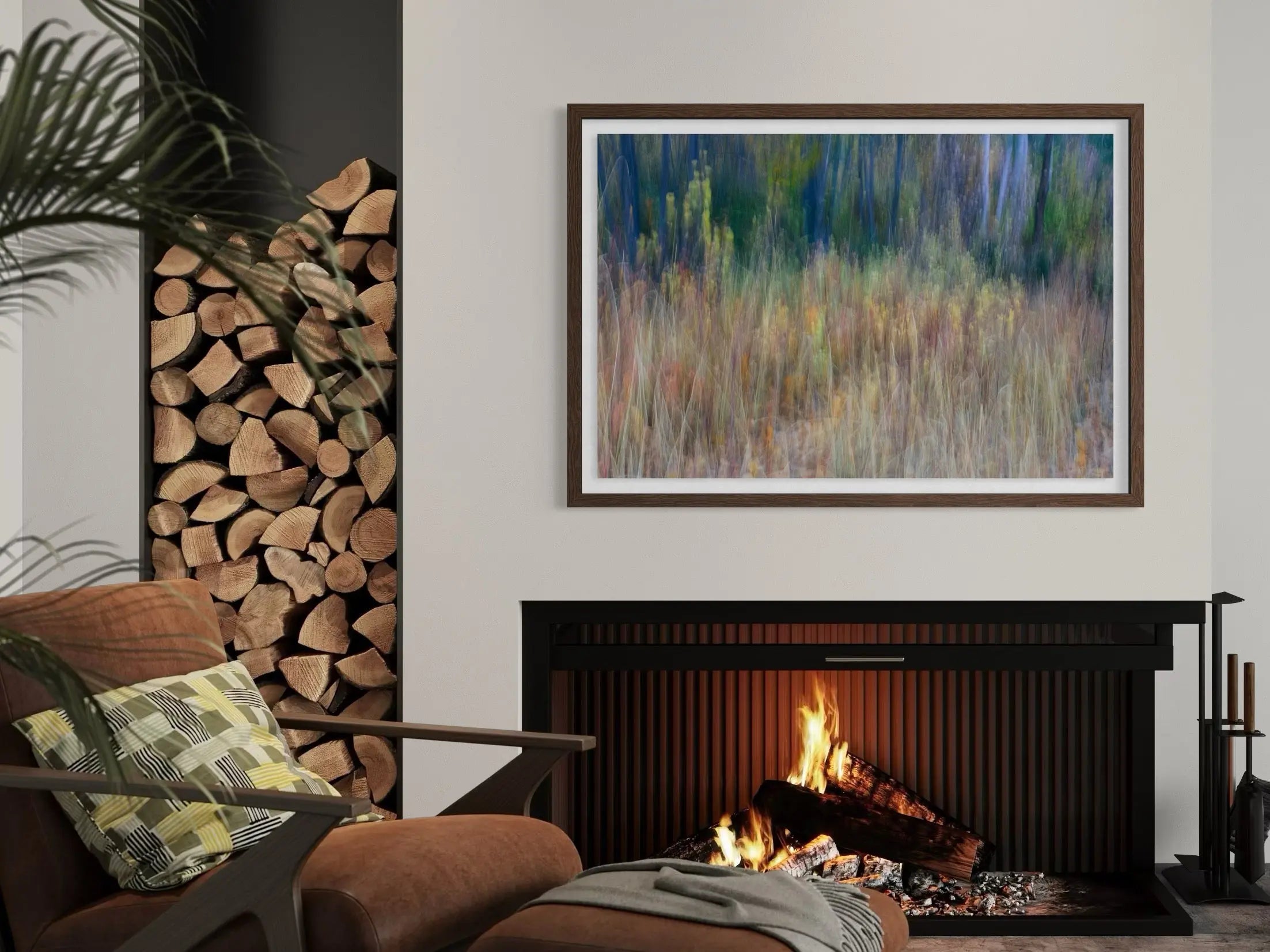 Aspen Trees in Autumn by Mint Images shown in a minimalist home decor setting