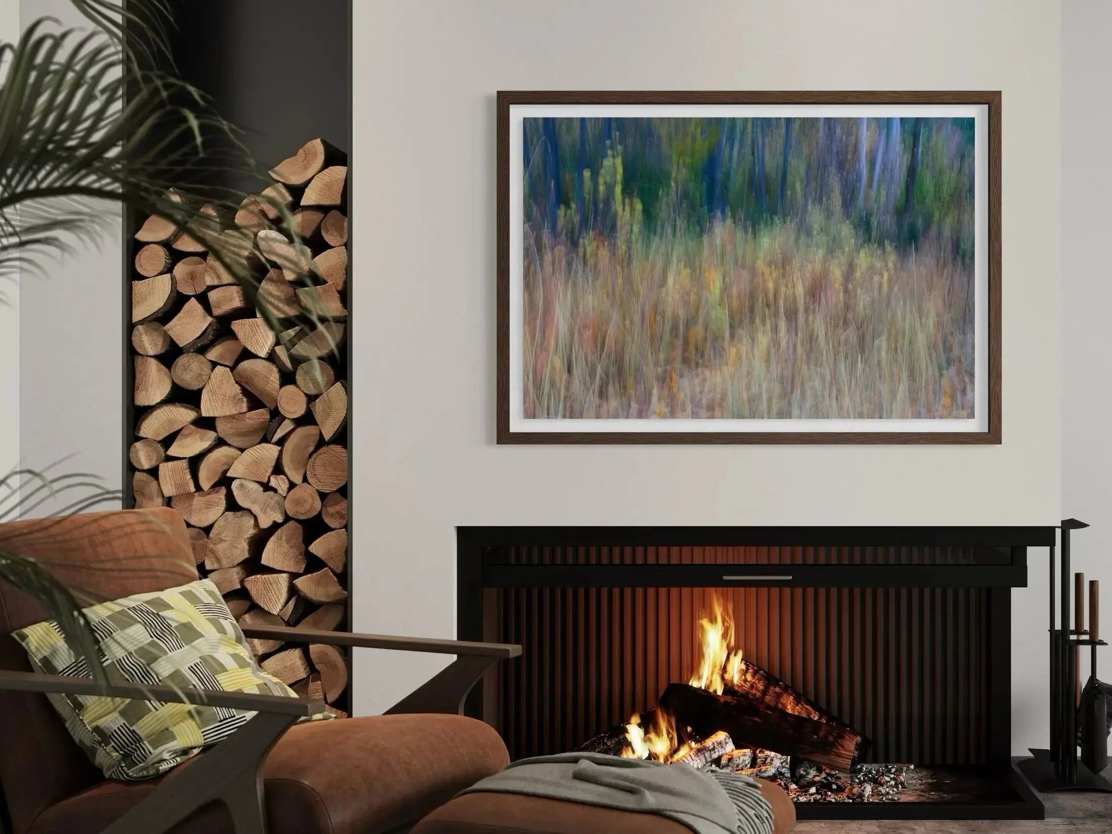 Aspen Trees in Autumn by Mint Images shown in a minimalist home decor setting