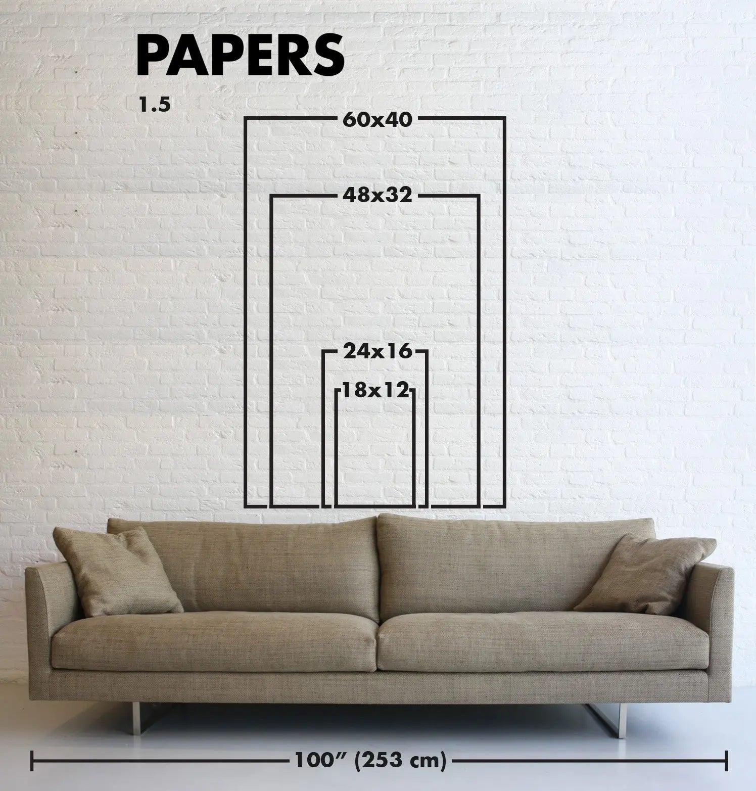 Available framing sizes ratio 1.50 vertical for Wide Mat Inmersion, The Picturalist