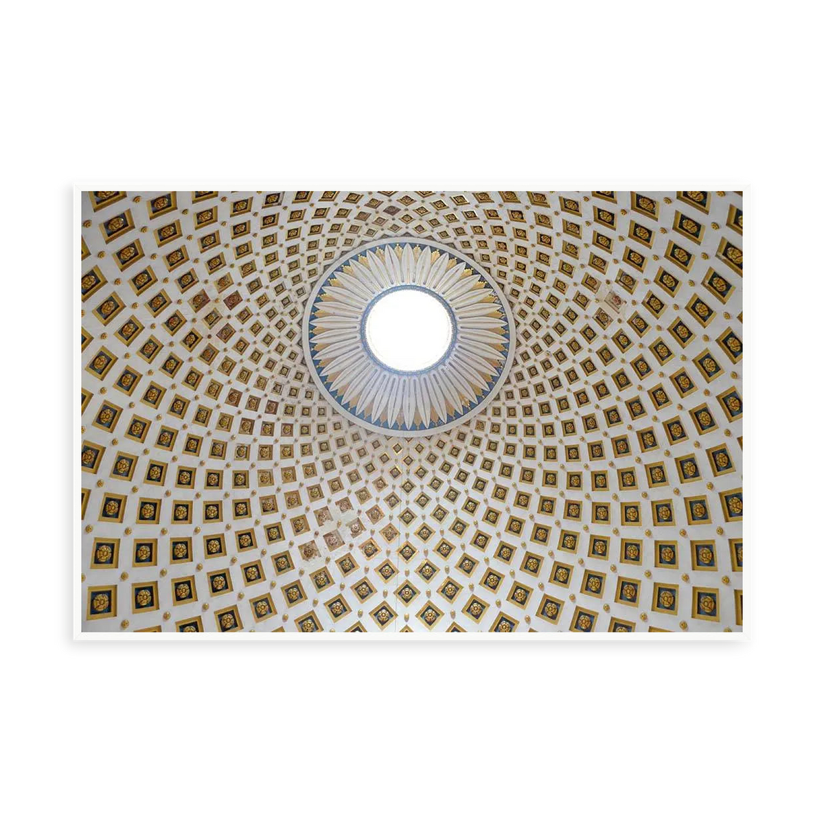 Converging Dome — illustrative narrow matte-white framed metal print, no added mat.