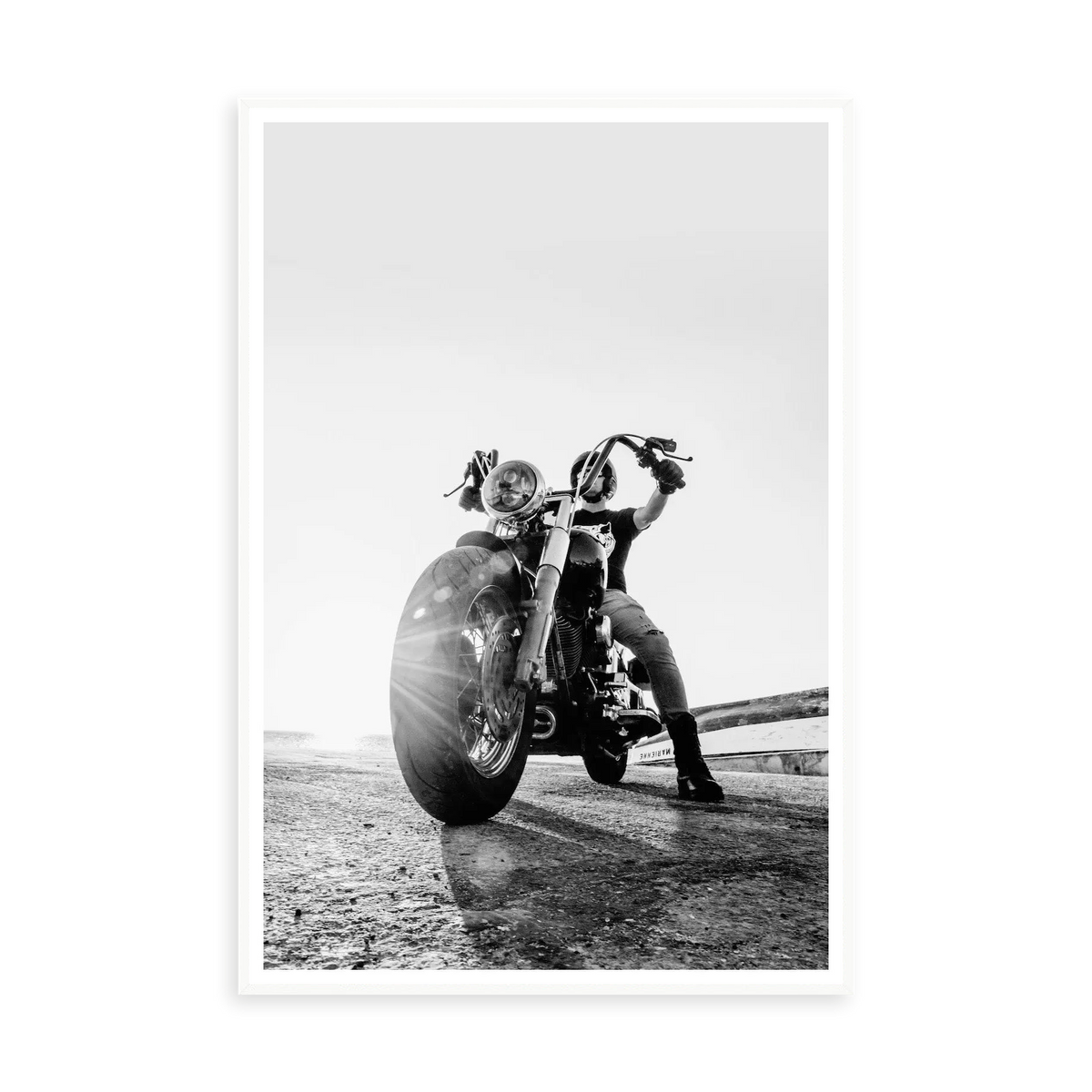 Morning Ride by Alejandro Franseschini — illustrative narrow matte-white framed metal print, no added mat.