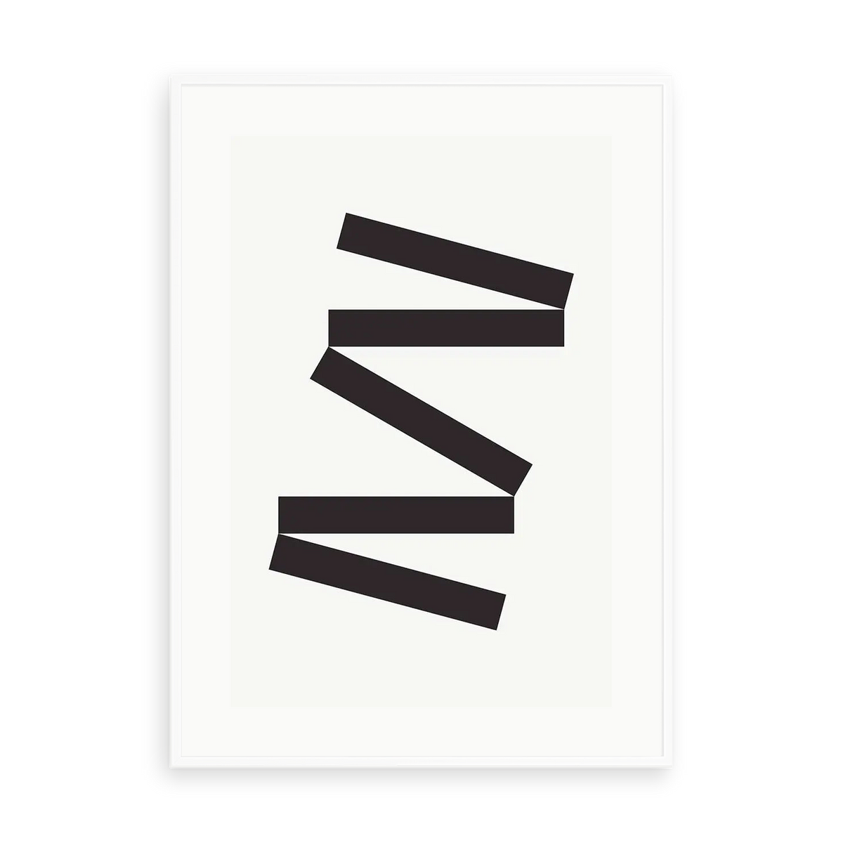 White Tie Modern 2 by Alejandro Franseschini — illustrative matte-white framed preview with a white mat. Proportions vary by size.