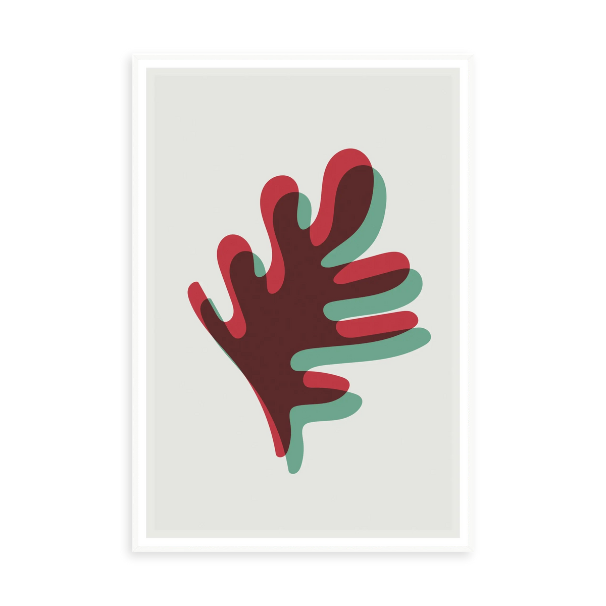 Coral in Red and Teal by Alejandro Franseschini — illustrative narrow matte-white framed metal print, no added mat.