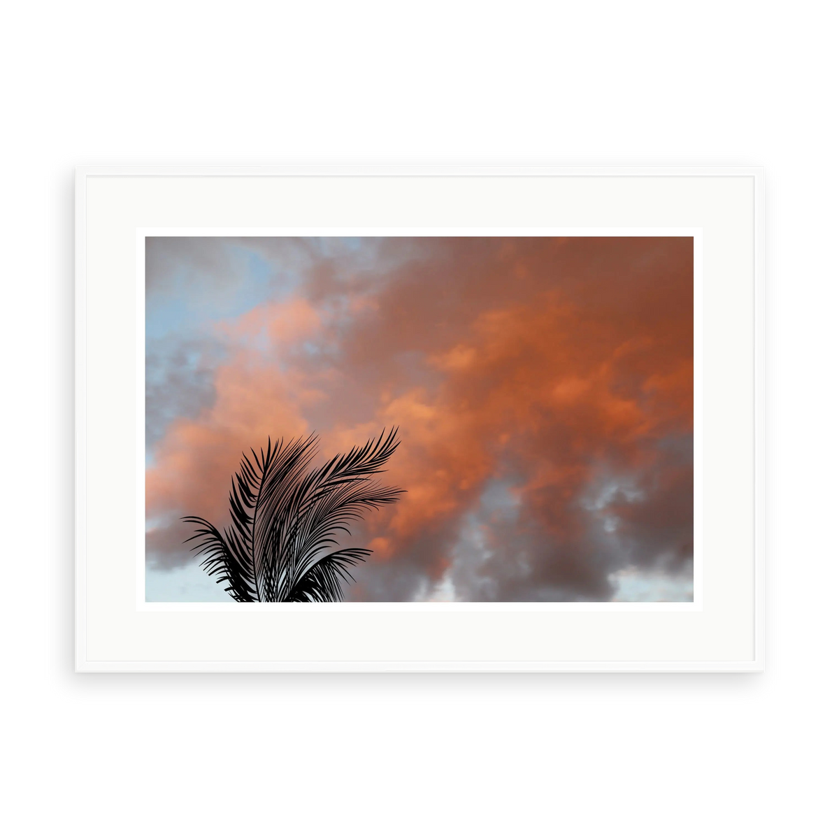 Pause by Karen Thom — illustrative matte-white framed preview with a white mat. Proportions vary by size.