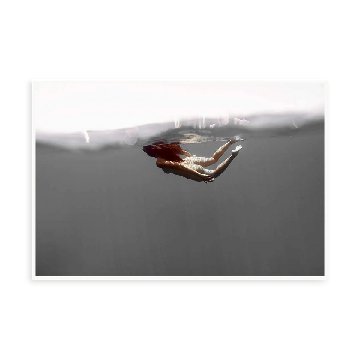 Splash by Enric Gener — illustrative narrow matte-white framed metal print, no added mat.