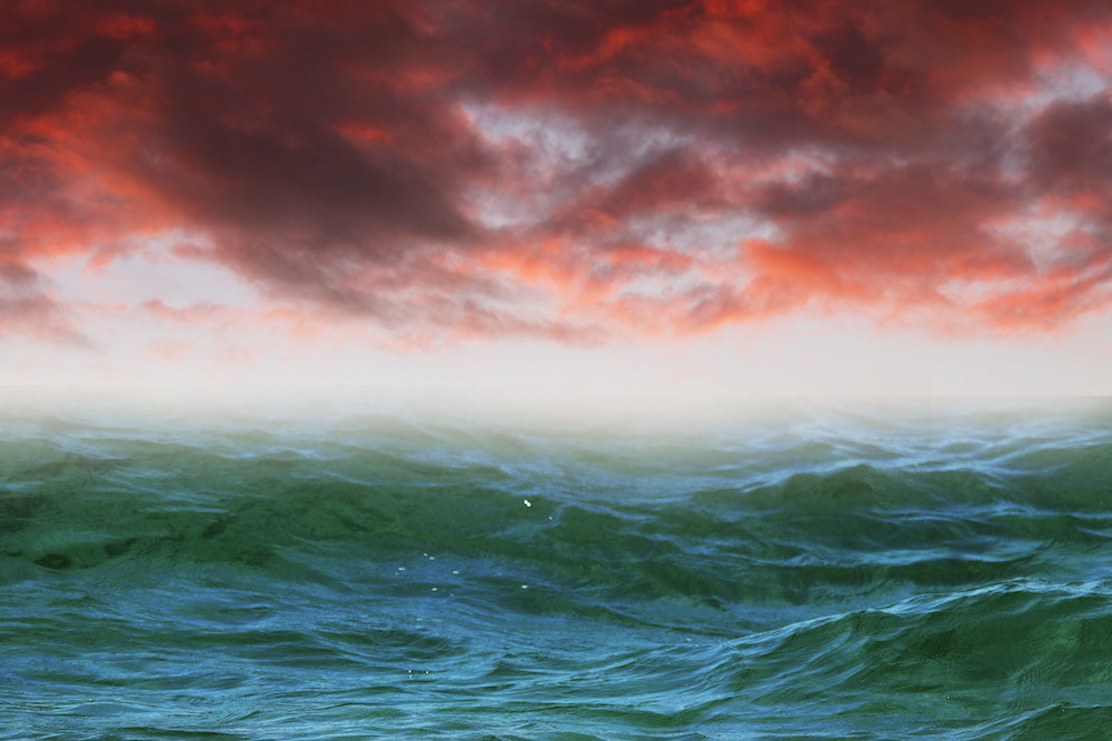 Saffron Sky Over Green Sea