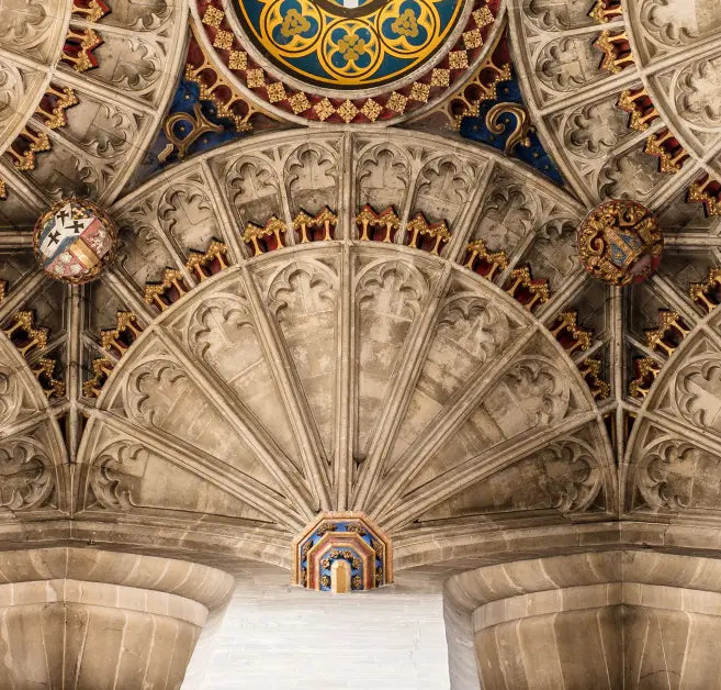 Arched Dome At The Canterbury Cathedral In Kent, Uk. displayed in a modern living room interior