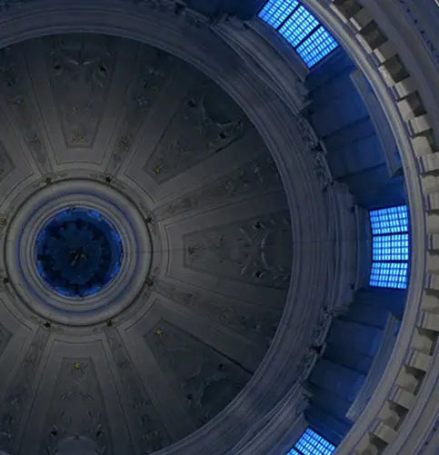 Blue And Grey Dome displayed in a modern living room interior