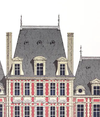 La Place Des Vosges Architectural Drawing displayed in a modern living room interior