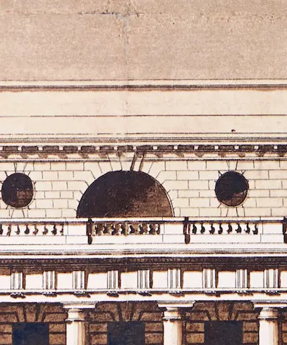 Le Theatre De L'Odeon Architectural Drawings displayed in a modern living room interior