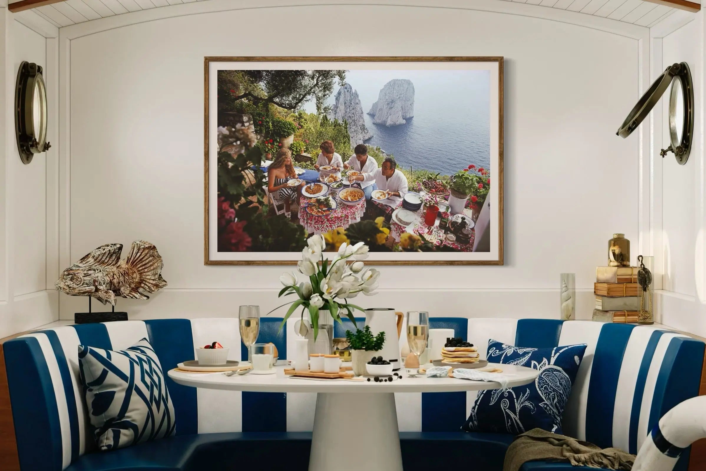 Dining Al Fresco on Capri by Slim Aarons featured in an elegant interior space