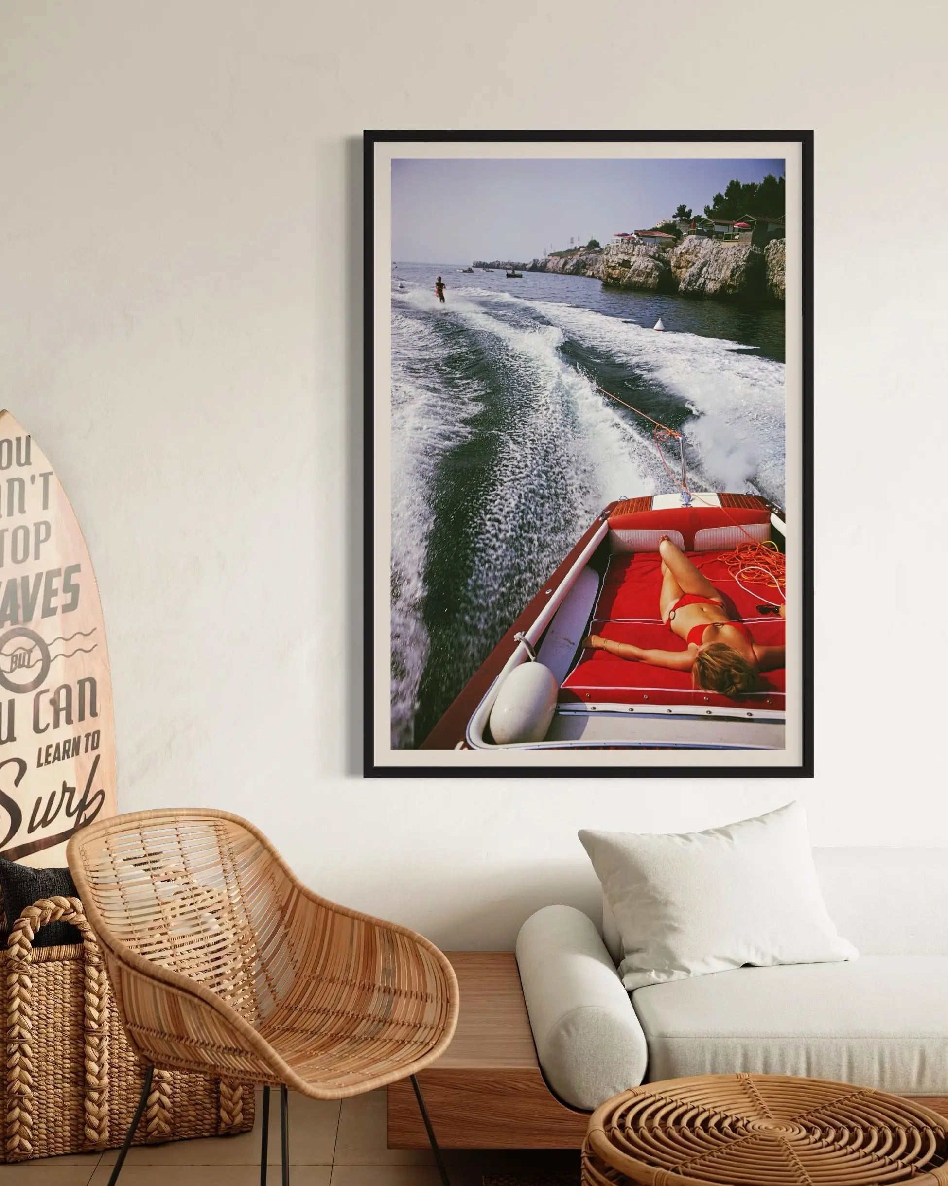 Leisure In Antibes by Slim Aarons displayed in a modern living room interior