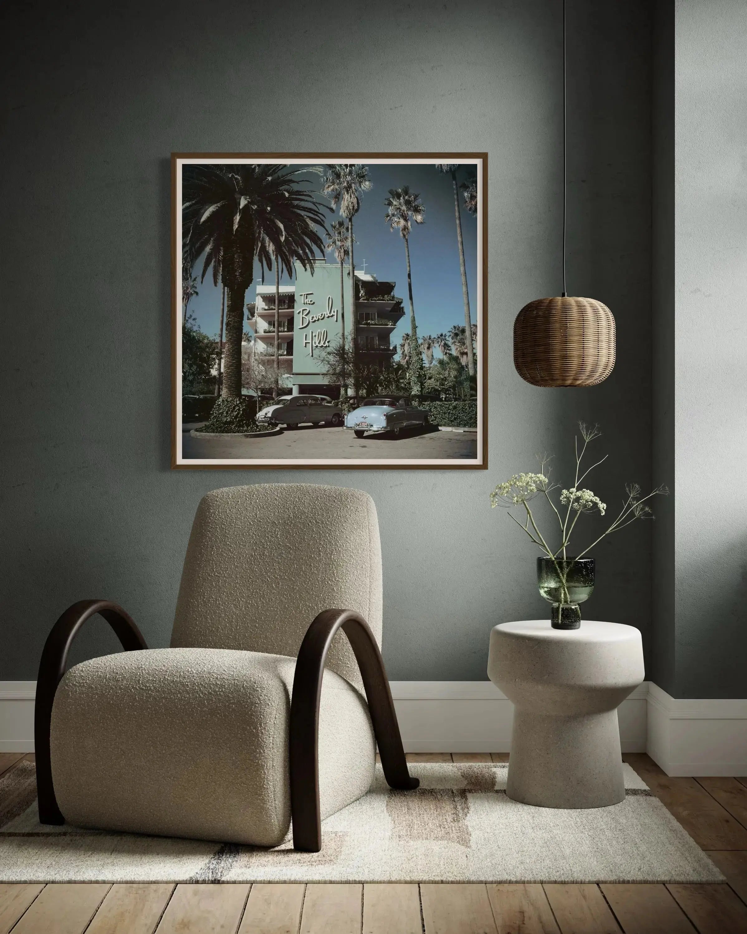 Beverly Hills Hotel by Slim Aarons showcased in a designer room setting