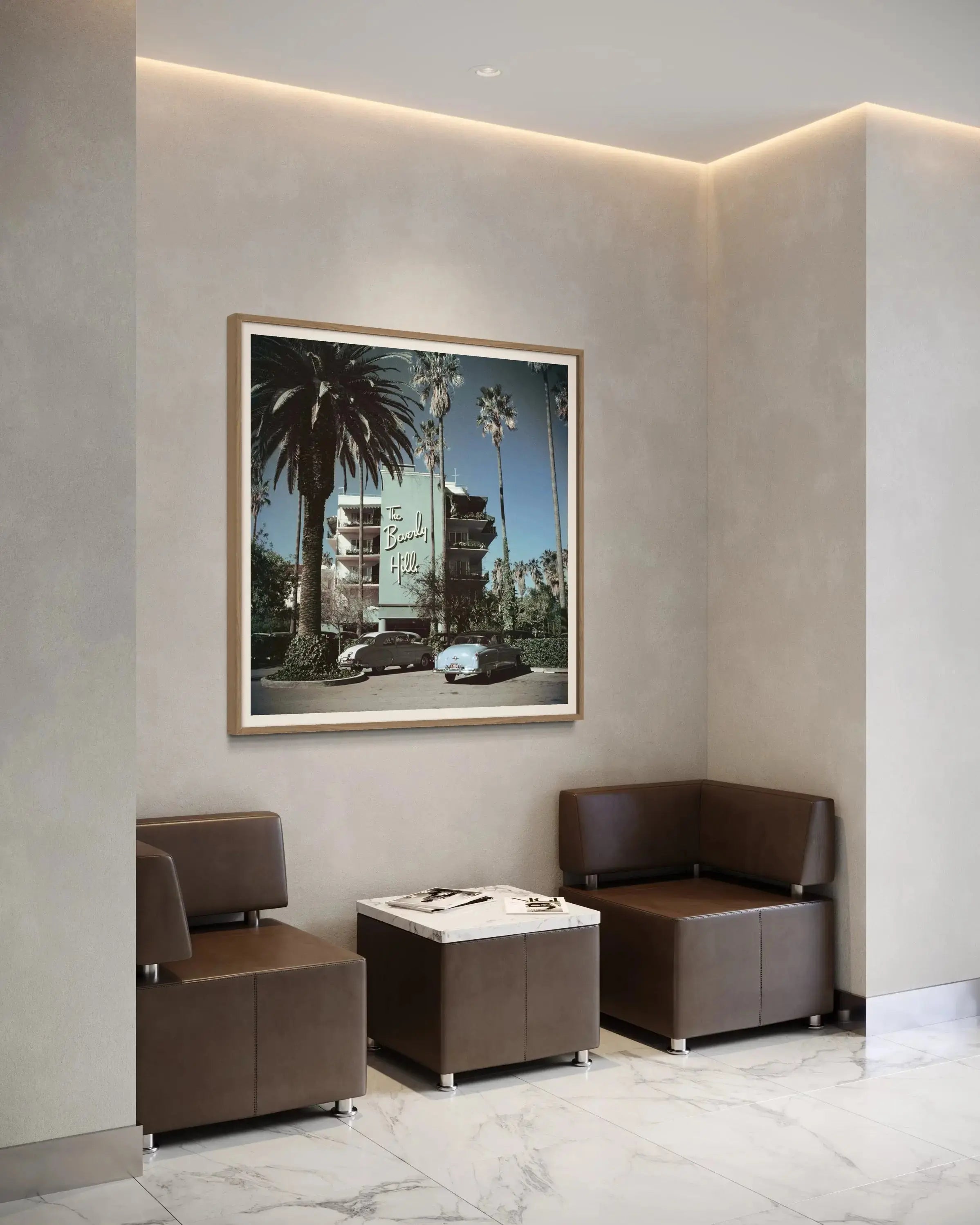 Beverly Hills Hotel by Slim Aarons shown in a minimalist home decor setting