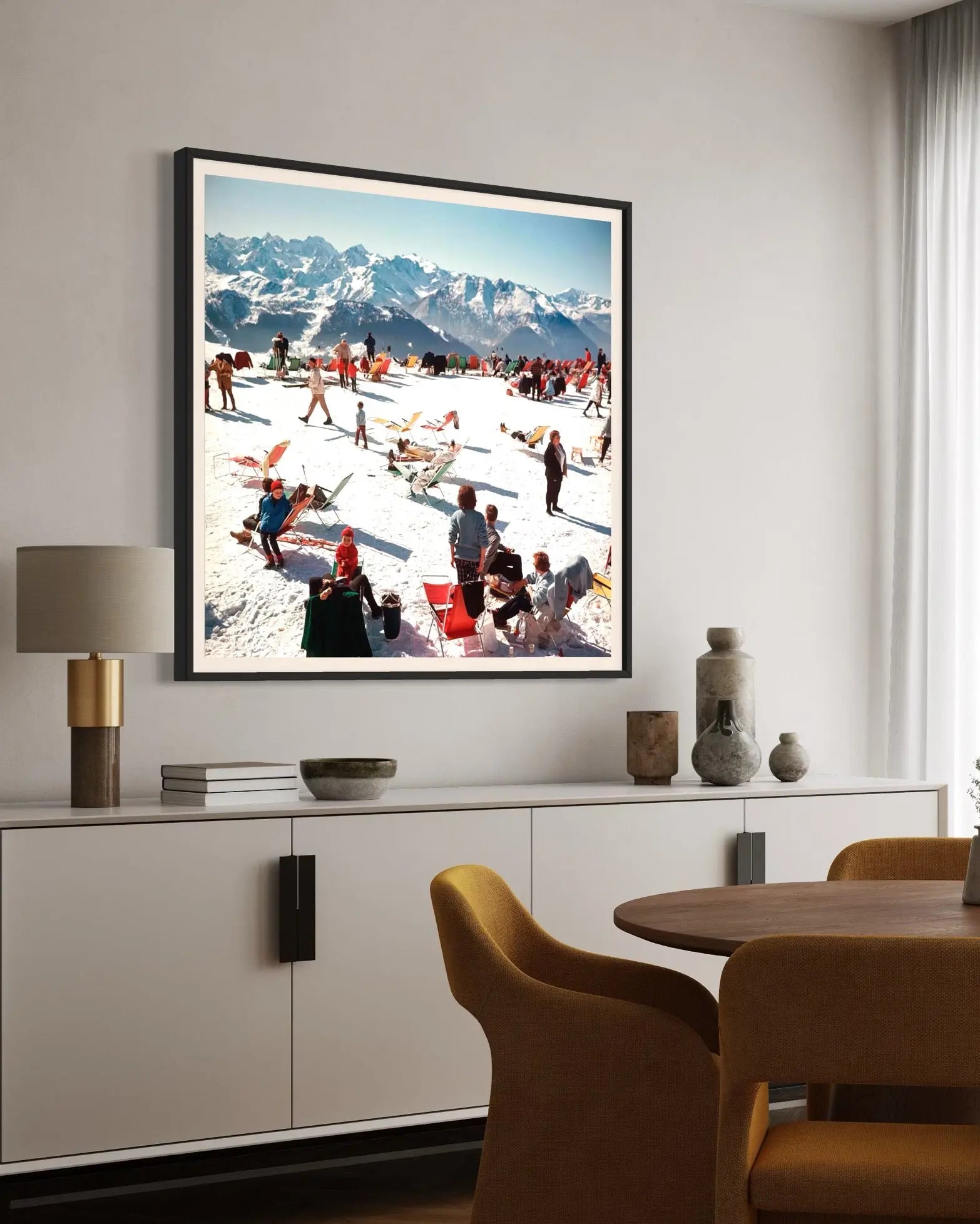 Verbier Vacation by Slim Aarons showcased in a designer room setting