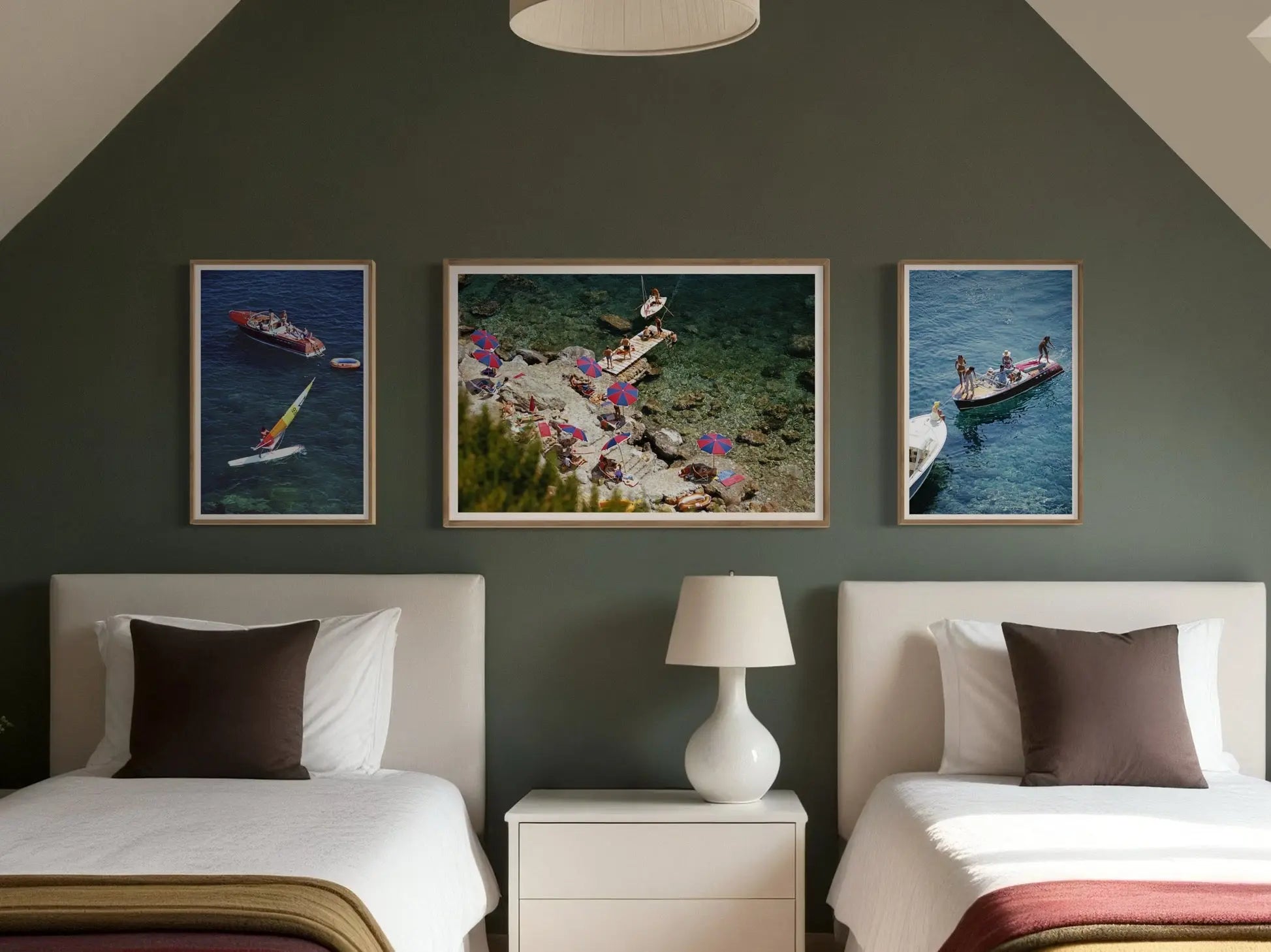 Beach at Il Pellicano by Slim Aarons showcased in a designer room setting