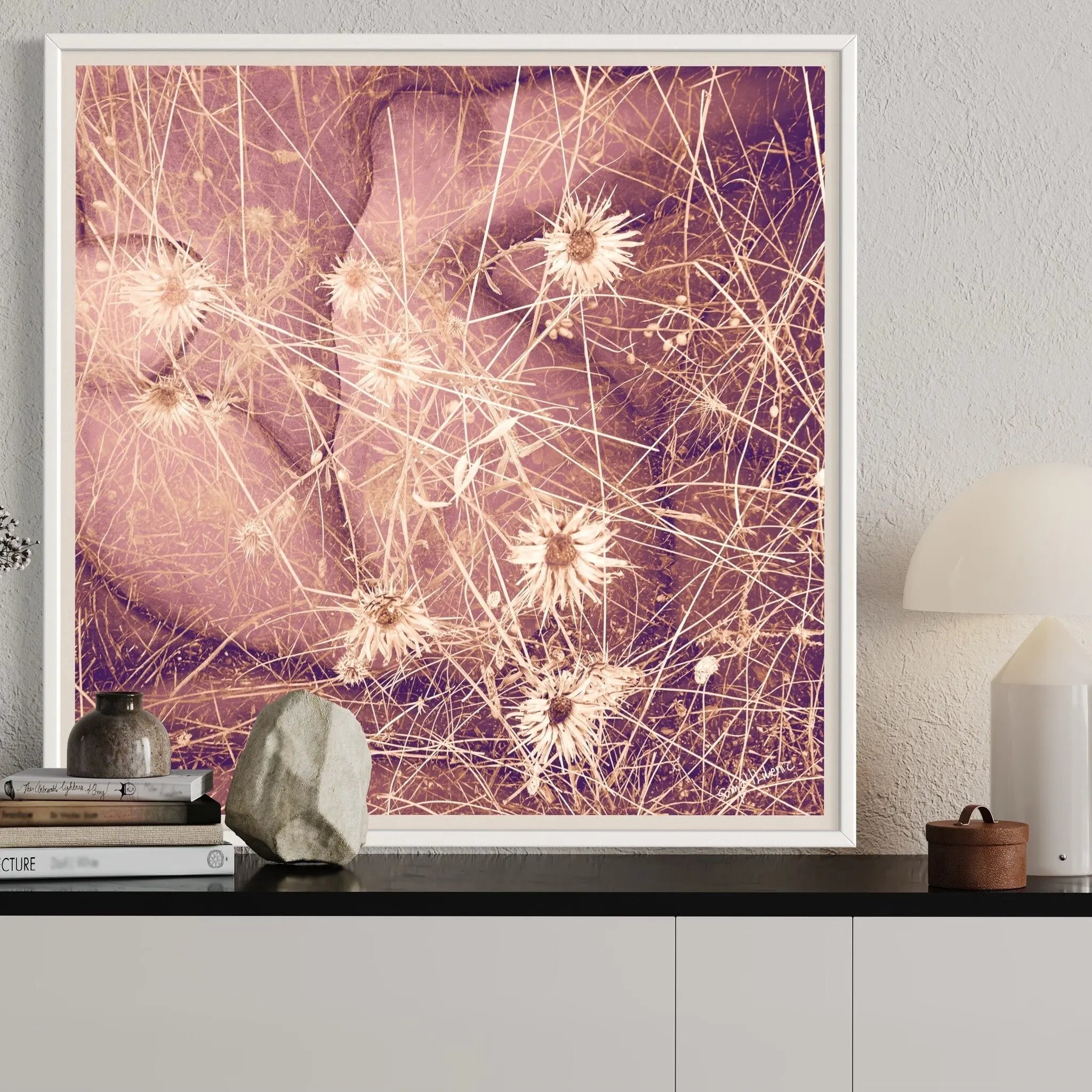 Woman in Fields of Wheat by Sonja Lukenic styled in a contemporary interior setting