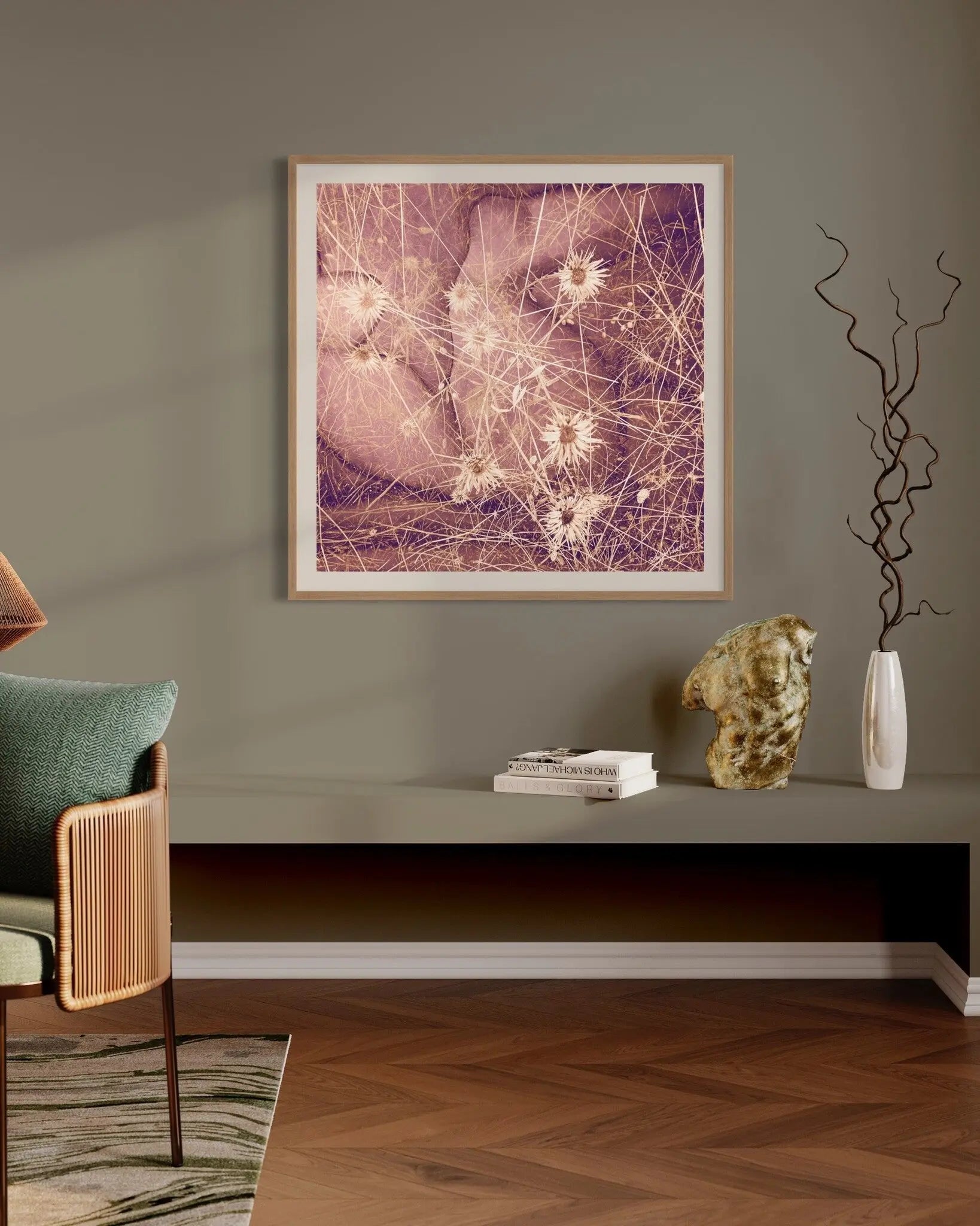 Woman in Fields of Wheat by Sonja Lukenic featured in an elegant interior space