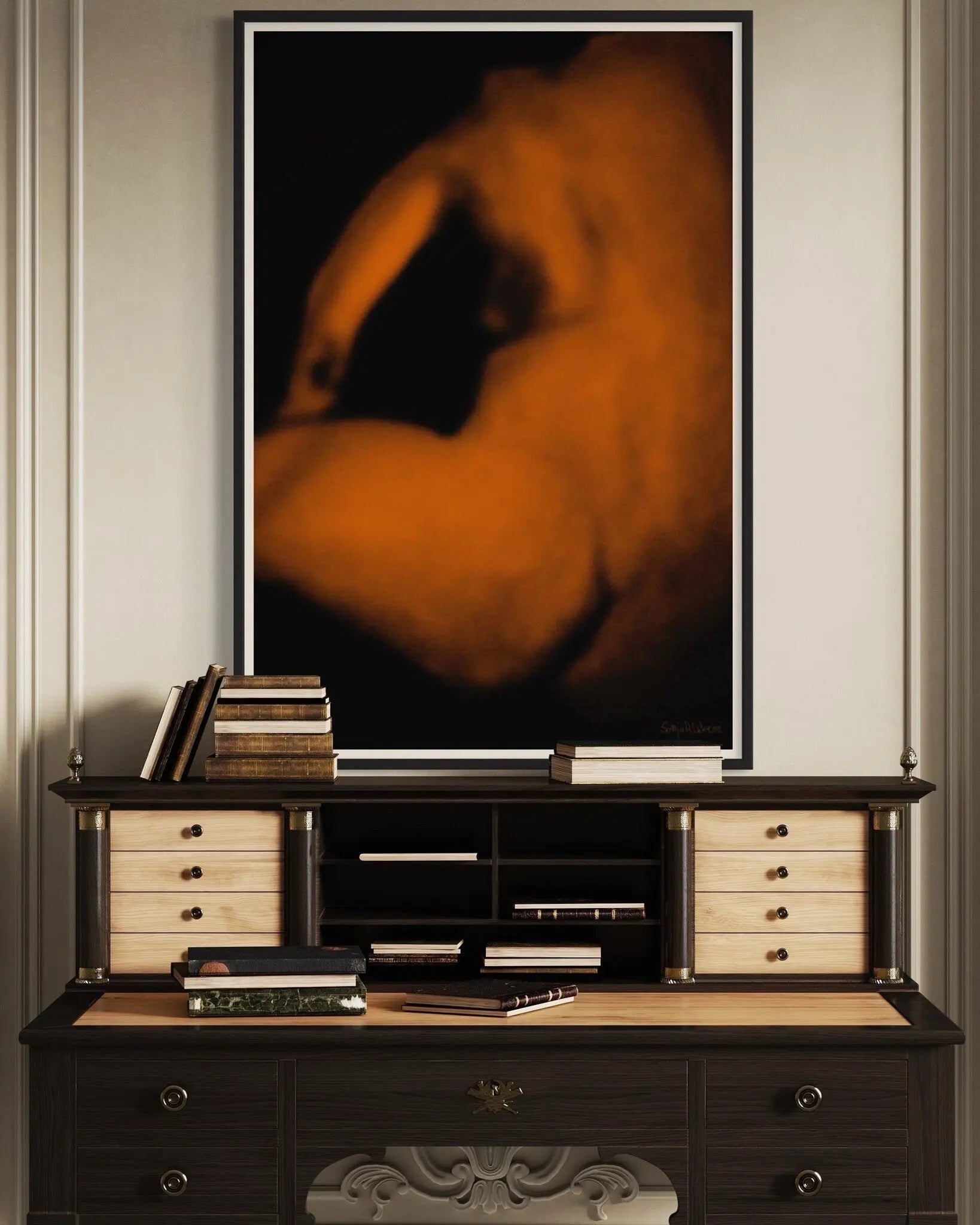 Woman's Back by Sonja Lukenic displayed in a modern living room interior