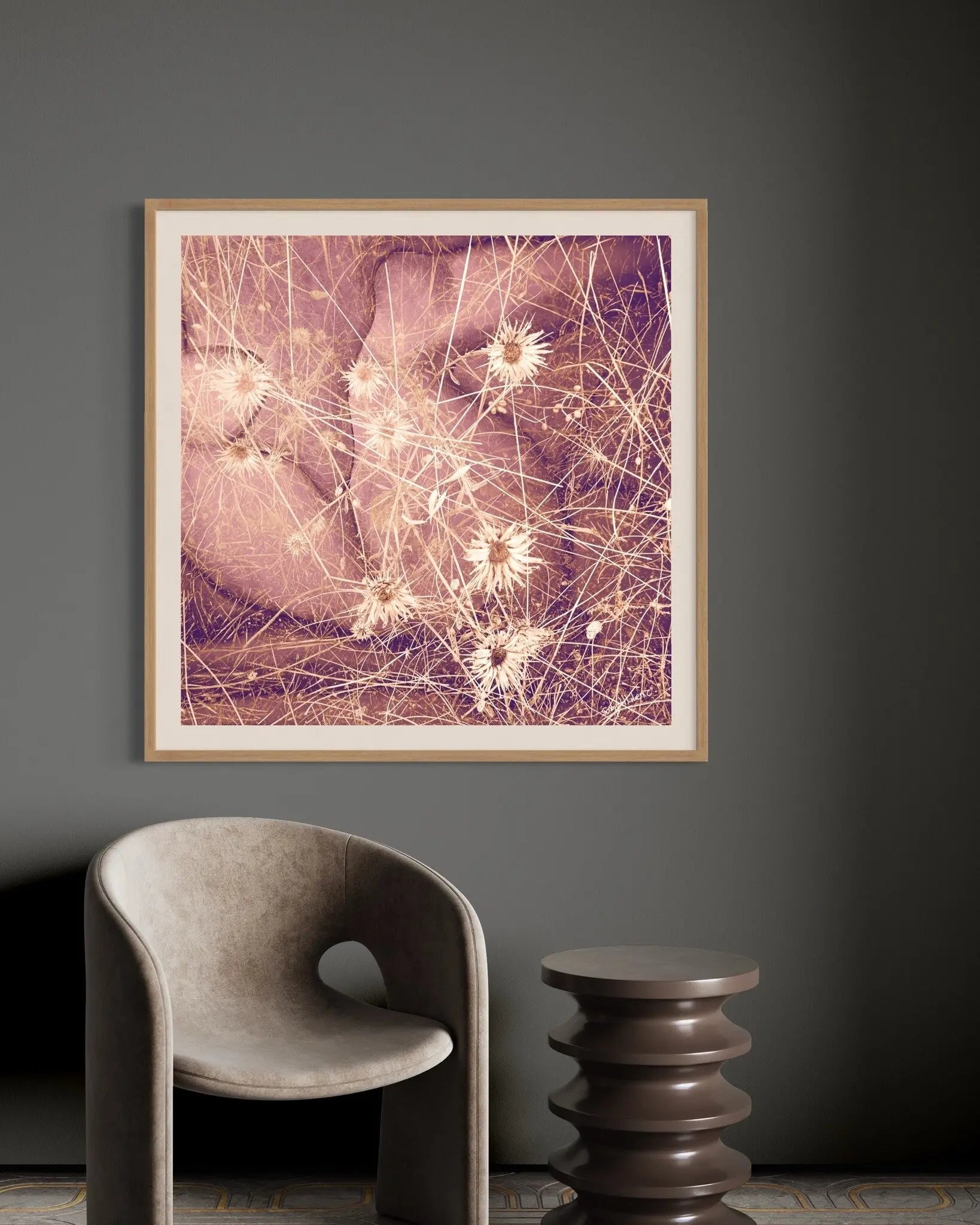 Woman in Fields of Wheat by Sonja Lukenic showcased in a designer room setting