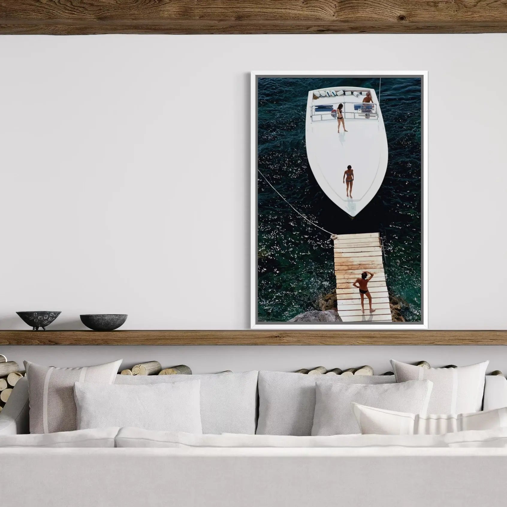 Speedboat Landing by Slim Aarons featured in an elegant interior space