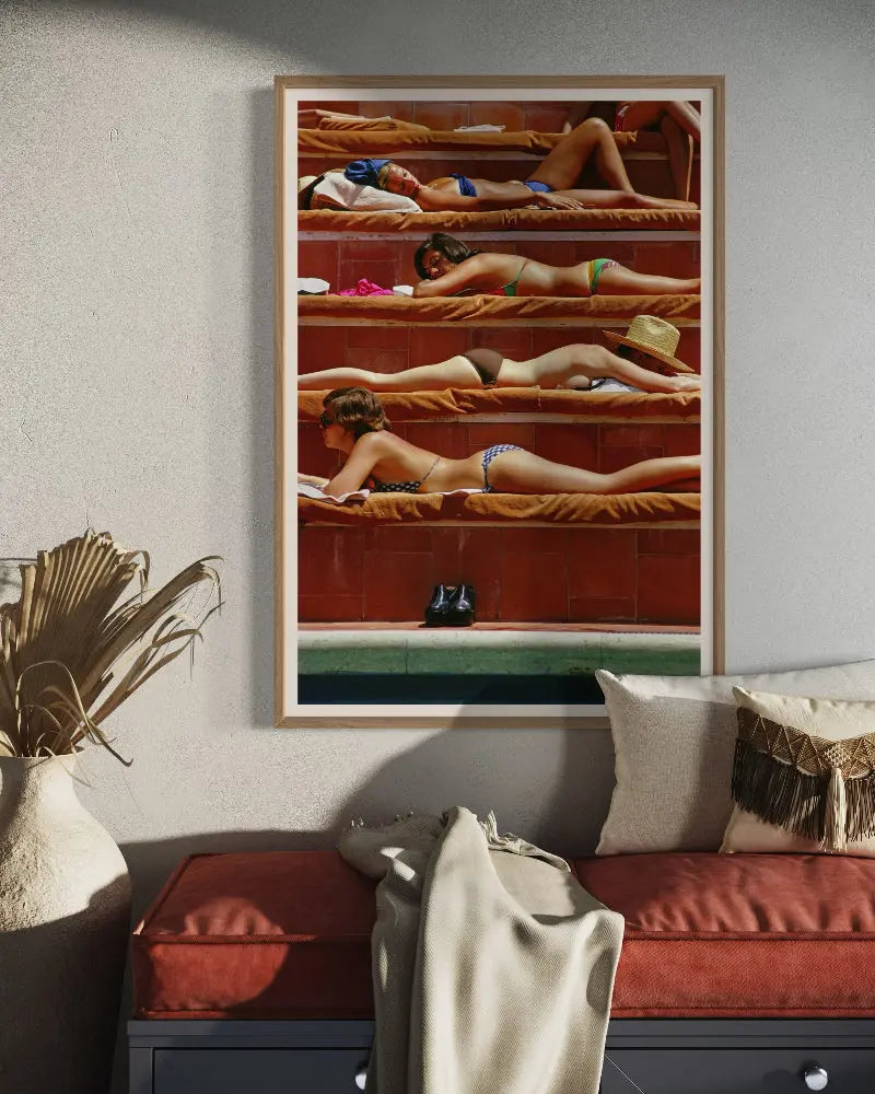 Sunbathing in Capri by Slim Aarons installed in a luxury residential interior